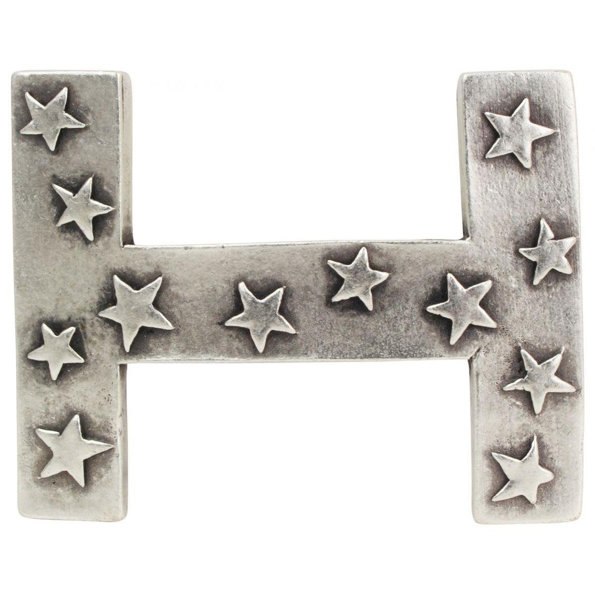 BELTINGER Gürtelschnalle H mit Sternen 4,0 cm - Buckle Wechselschließe Gürtelschließe 40mm - Gü