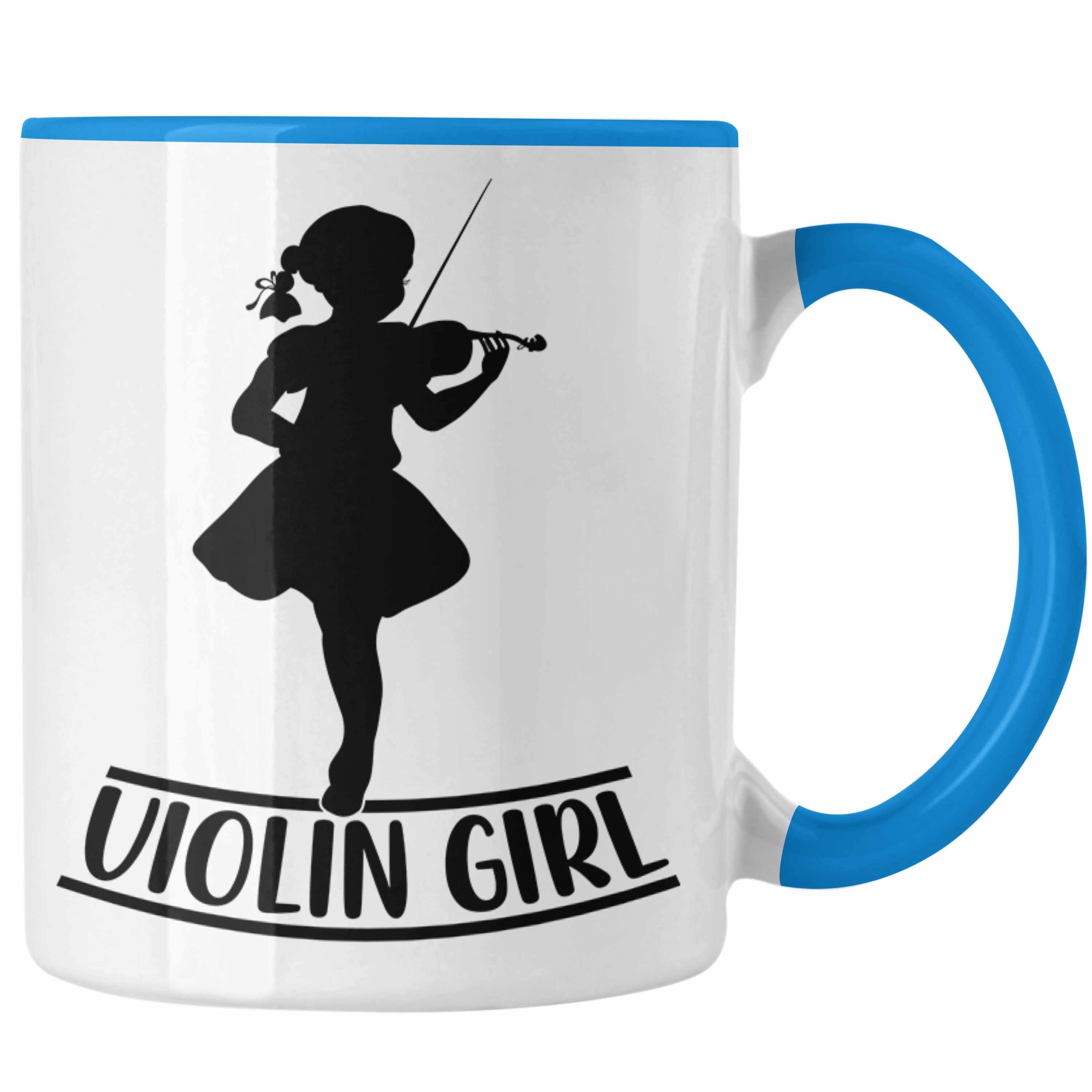 Geschenk Geigenspielerin Blau Tasse Geigen Geigenspieler Trendation Tasse Kaffee-Becher Spru