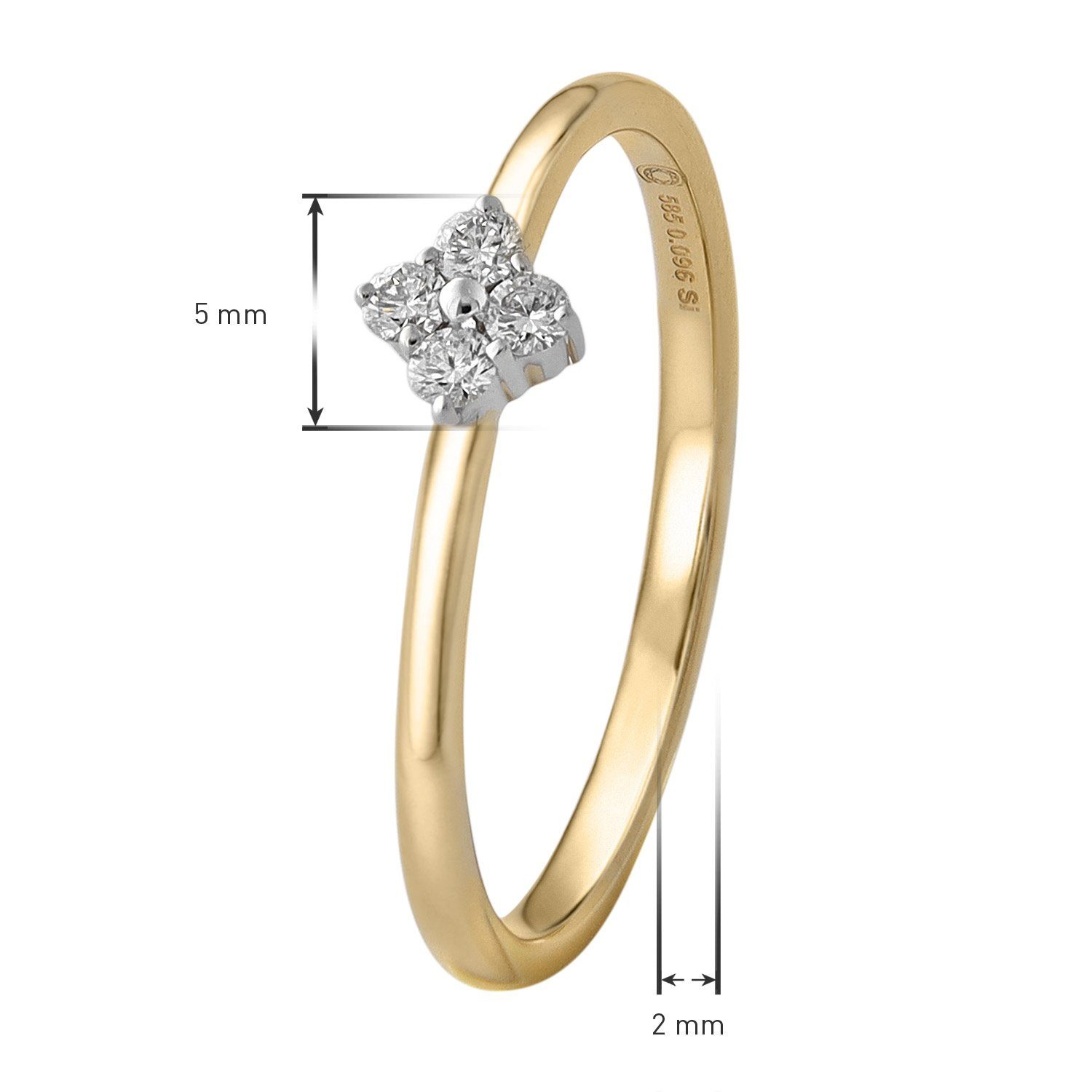 trendor Solitärring Diamant- für 585 Gold Brillantring