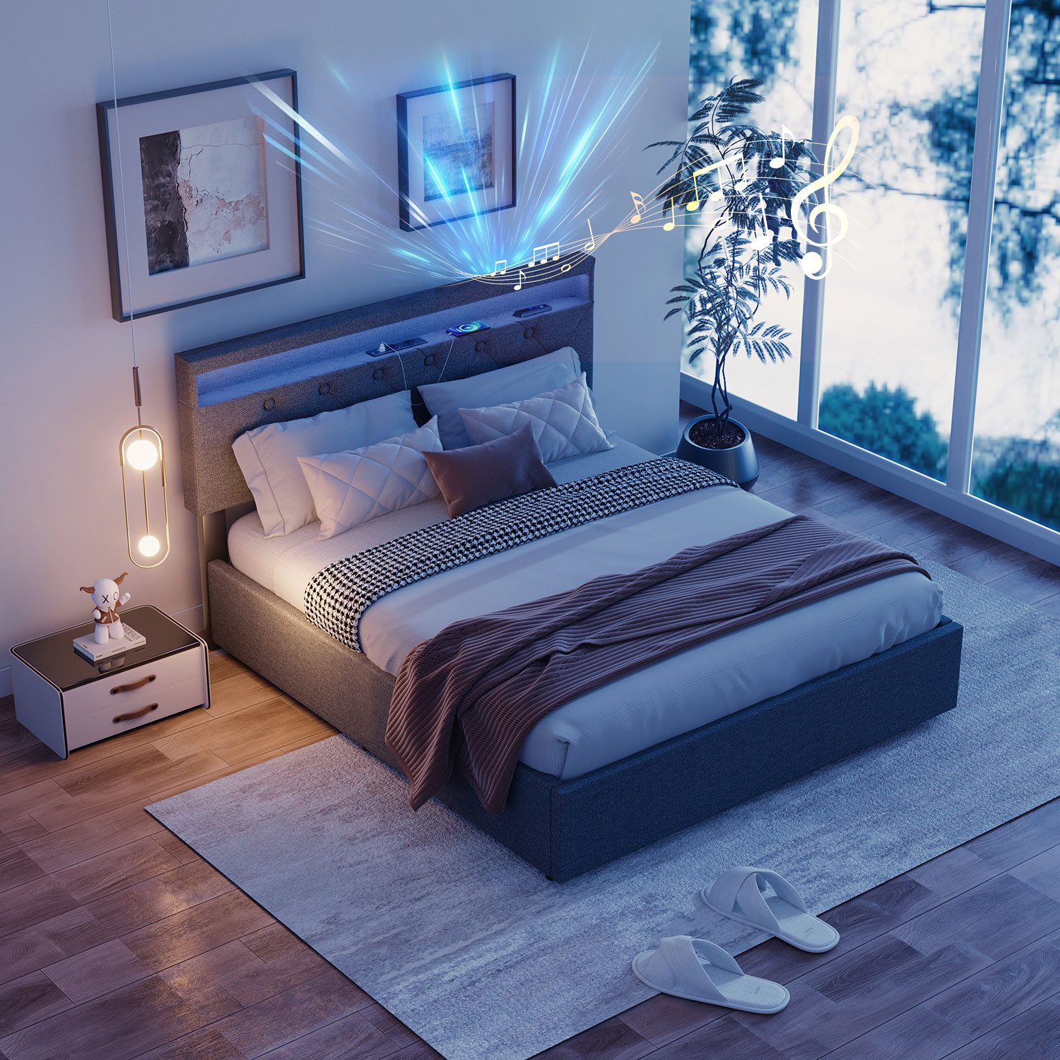 WILGOON Polsterbett Musik Doppelbett 140x200cm, mit günstig online kaufen