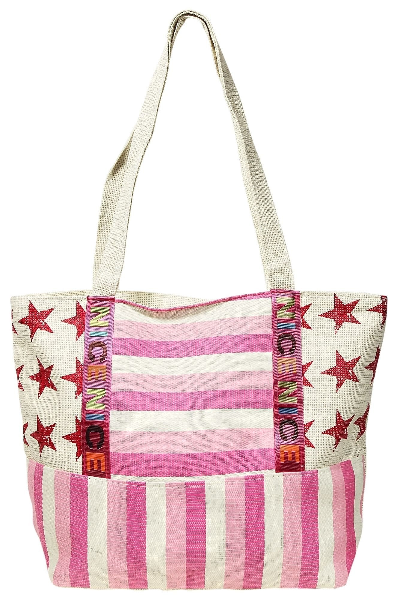 Cham Cham Strandtasche mit Streifenmuster und Sternmotiv