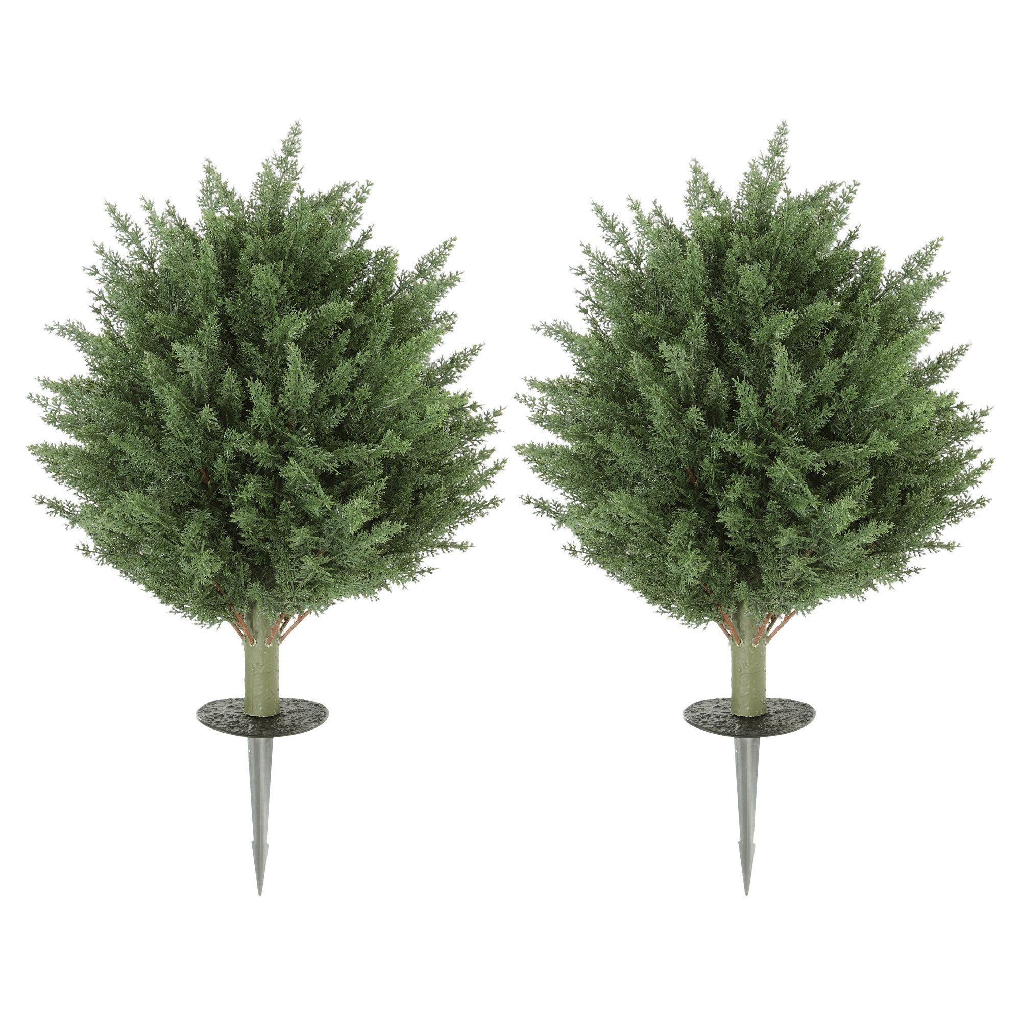 Kunstpflanze 2er-Set Künstliche Pflanzen, UV-beständig, 387 Blätter, Erdspieß Zypresse, HOMCOM, Höhe 60 cm, für Wohnzimmer, Schlafzimmer, Büro, Garten, Grün