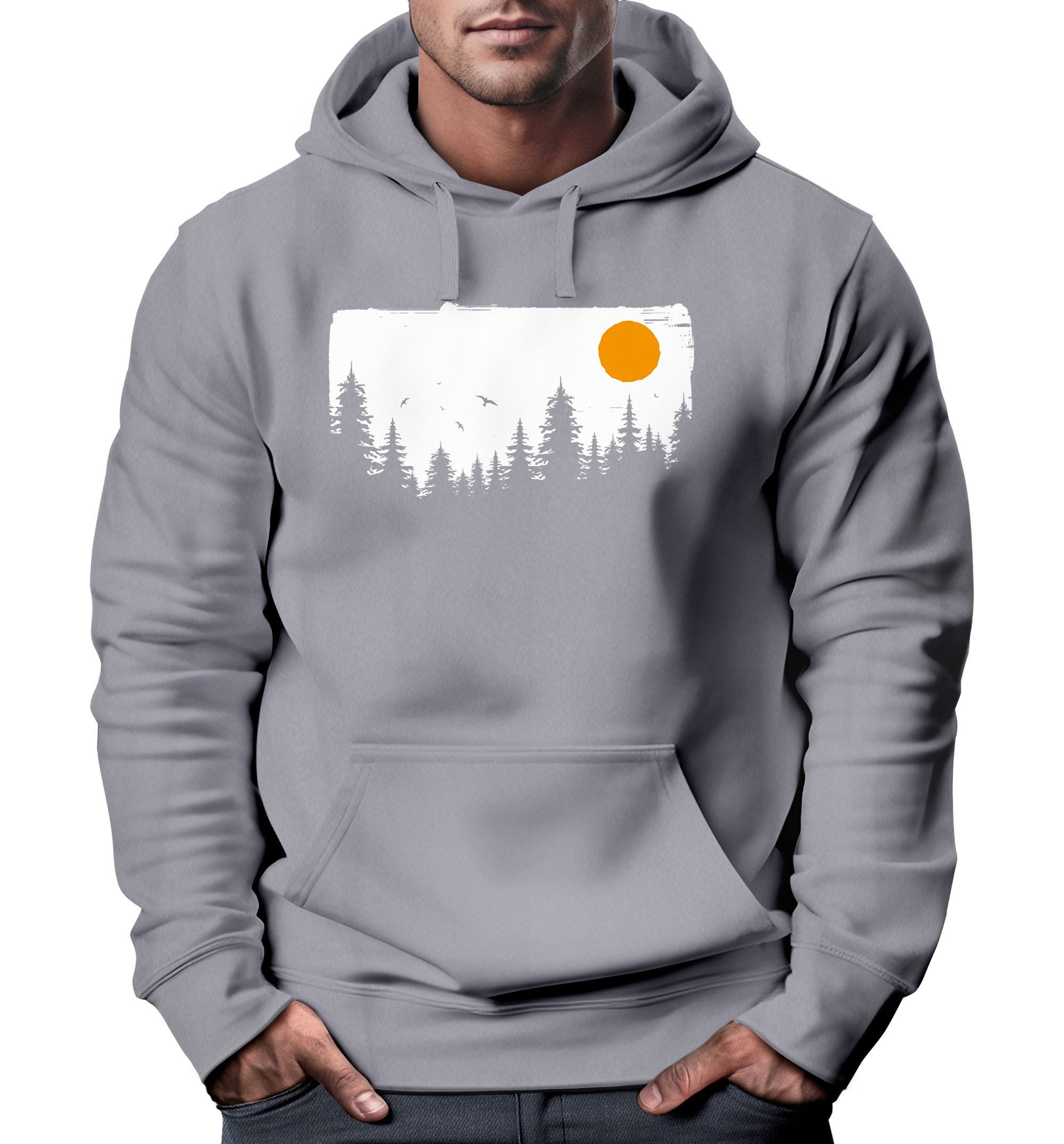 Neverless Hoodie Hoodie Herren Wald Bäume günstig online kaufen
