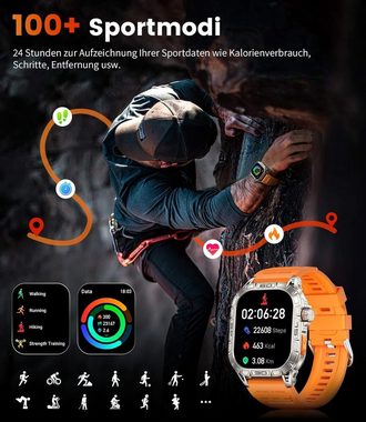 Lige Eingebautes Vibrationsgerät Smartwatch (1,96 Zoll, Android iOS), Benachrichtigung Telefonanruf Wasserdicht Fitness Tracker Blutdruck