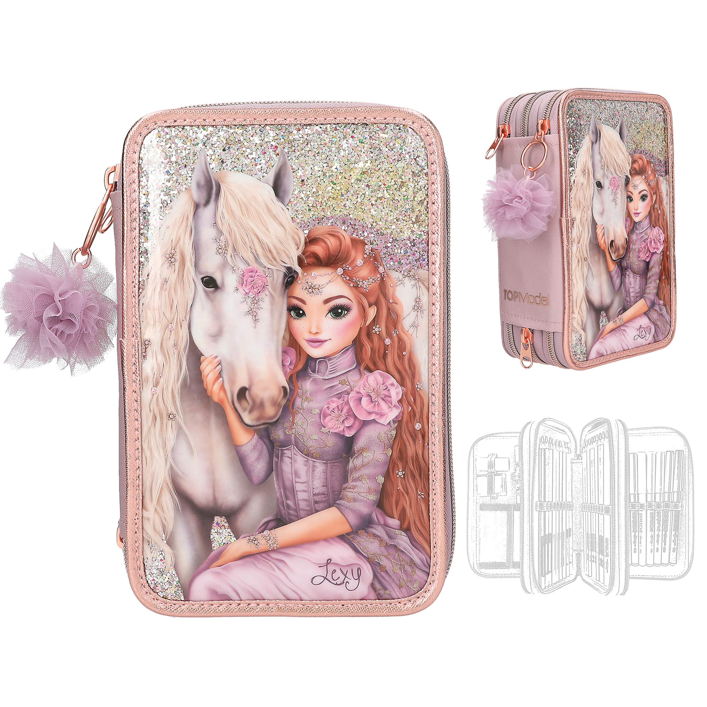 Depesche Federtasche DEPESCHE TOPModel Federtasche 3fach VIVA VIOLET gefüllt