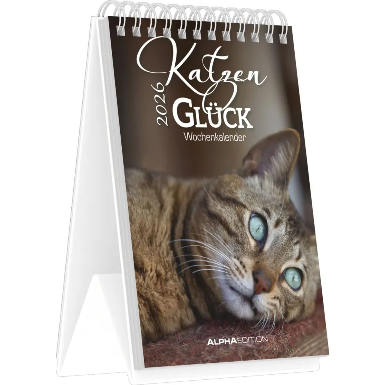 Alpha Edition Tierkalender Alpha Edition - Katzenglück 2026 - Tischkalender 10,5×14,8 cm mit...