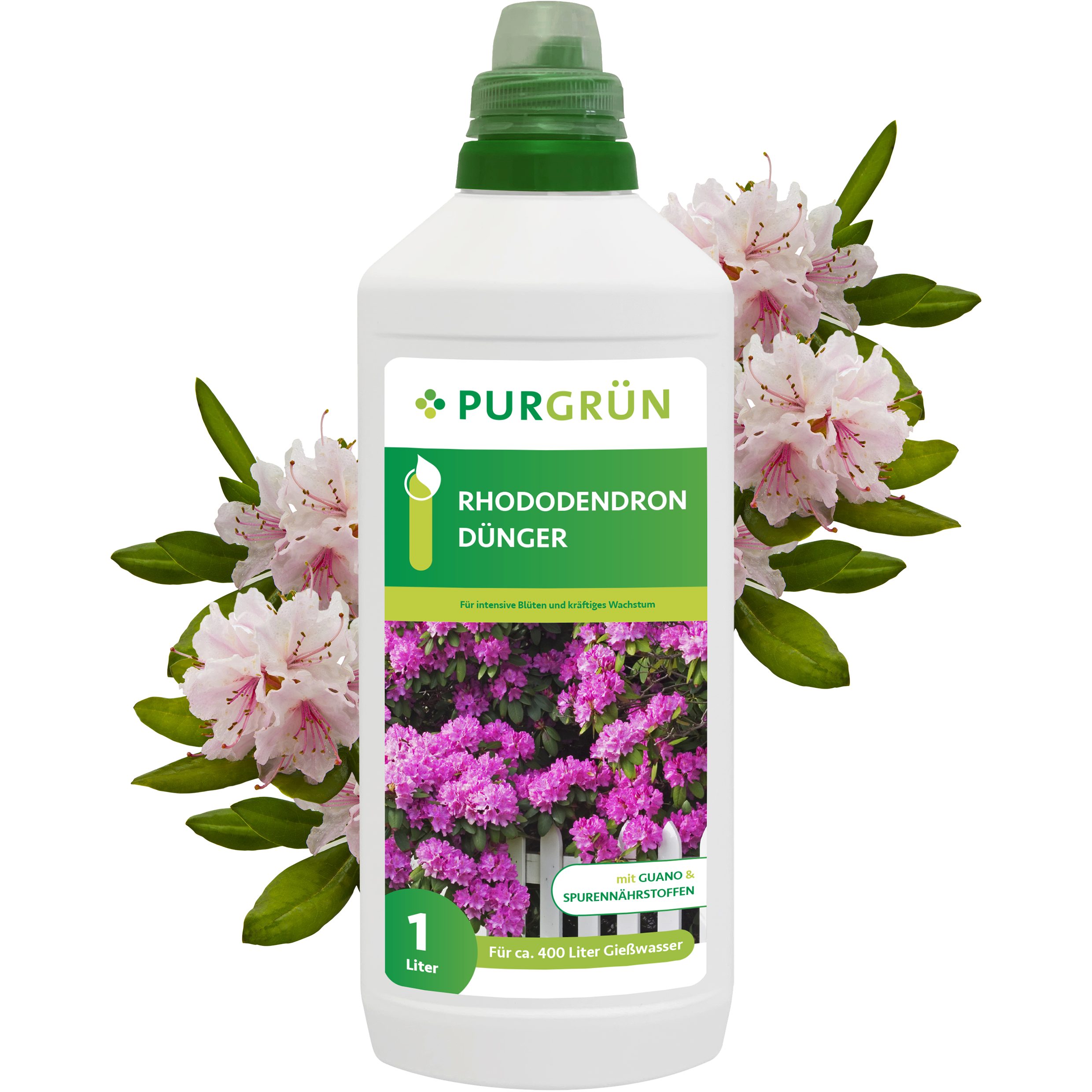 Blumendünger Purgrün Rhododendrondünger, NPK 8+8+6, für Blüten, 1L