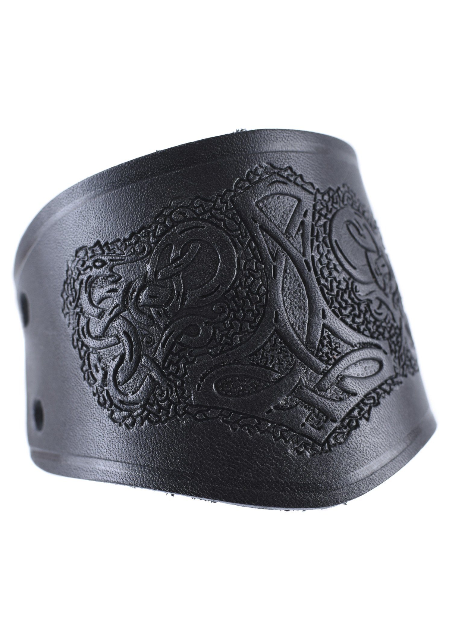 Ritter-Kostüm Armschützer aus Leder, mit Thorshammer, kurz in schwarz