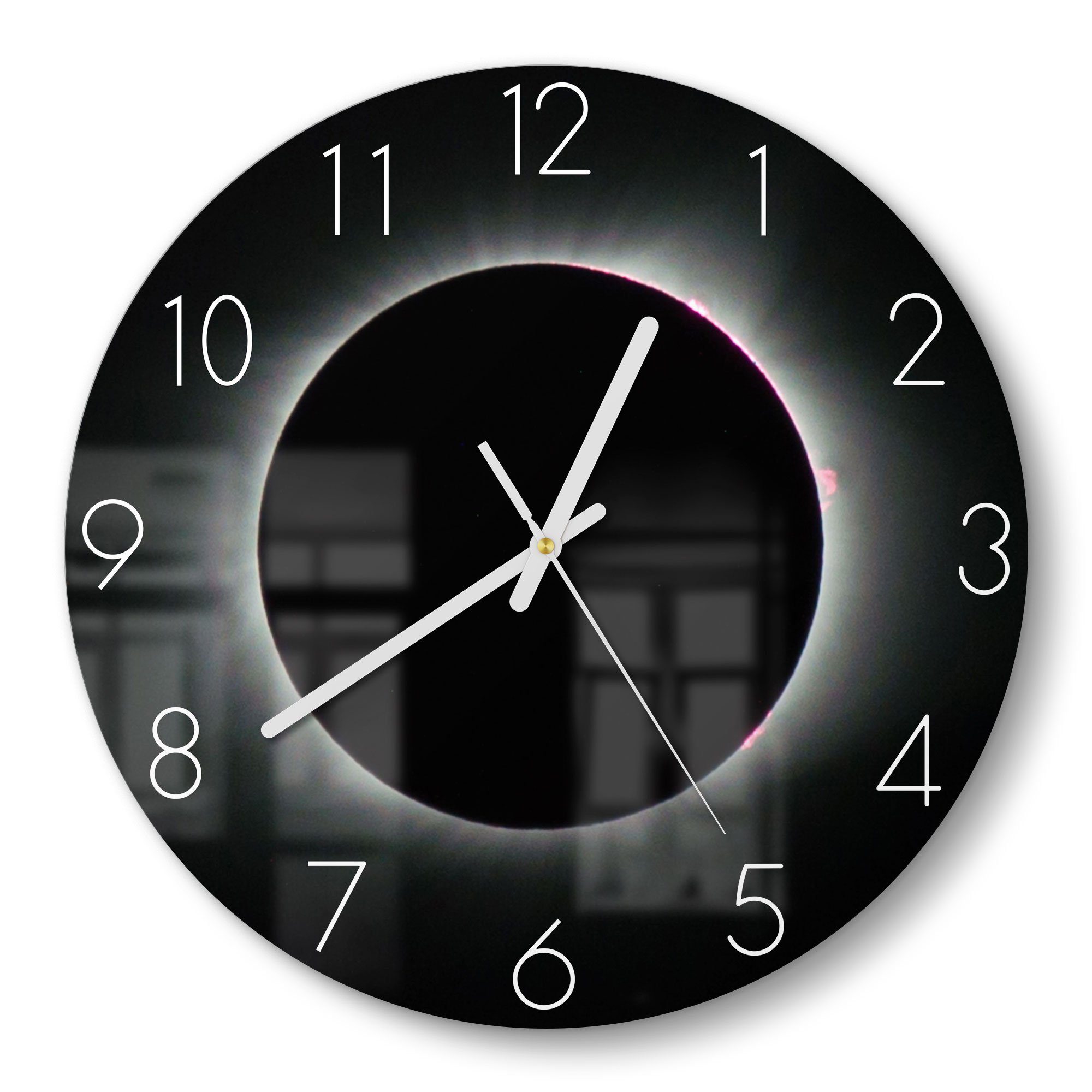 DEQORI Wanduhr 'Sonnenfinsternis' (Glas Glasuhr modern günstig online kaufen