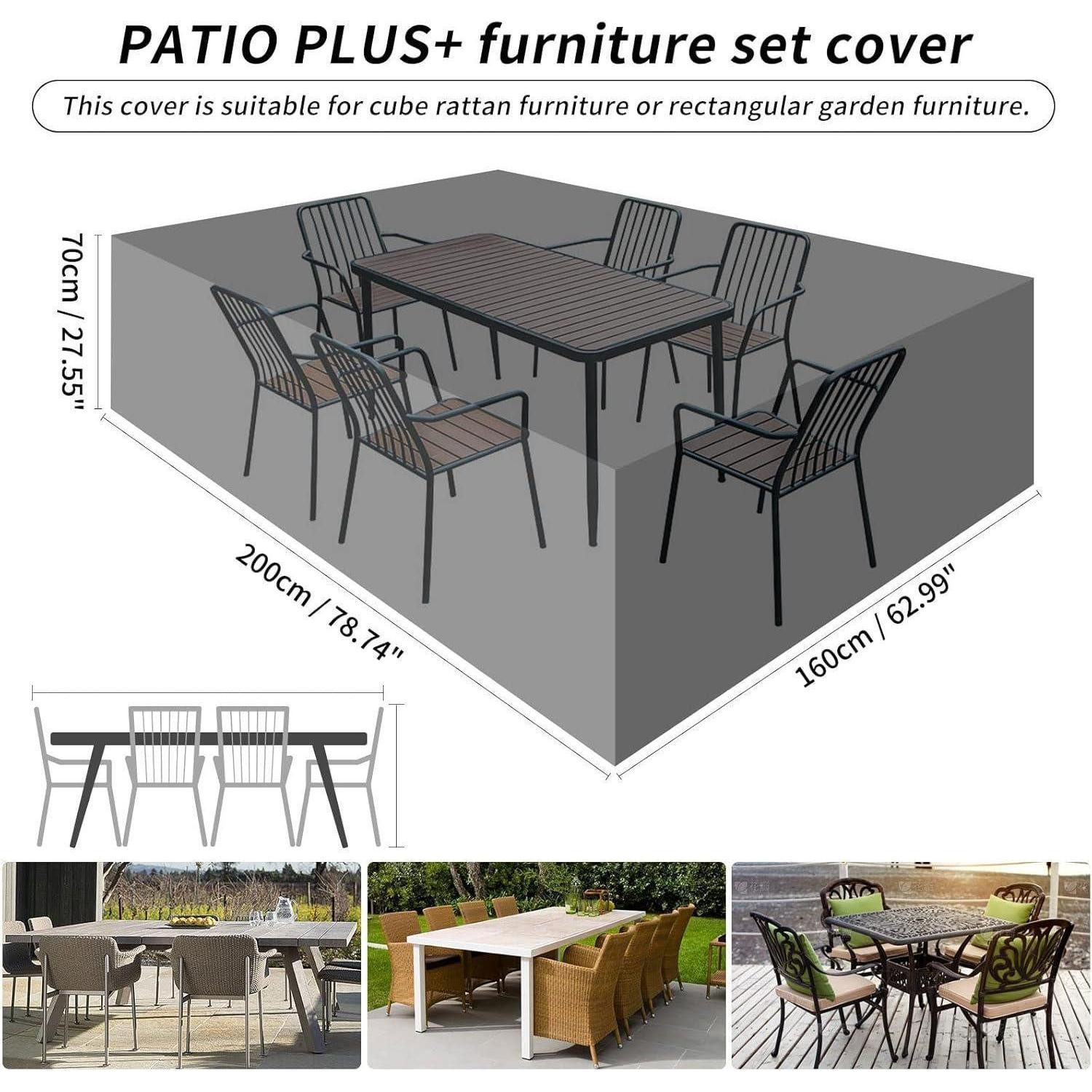 LuxusKollektion Gartenmöbel-Schutzhülle Abdeckung Gartentisch Stühle wasserdicht 200x160x70cm Transparent