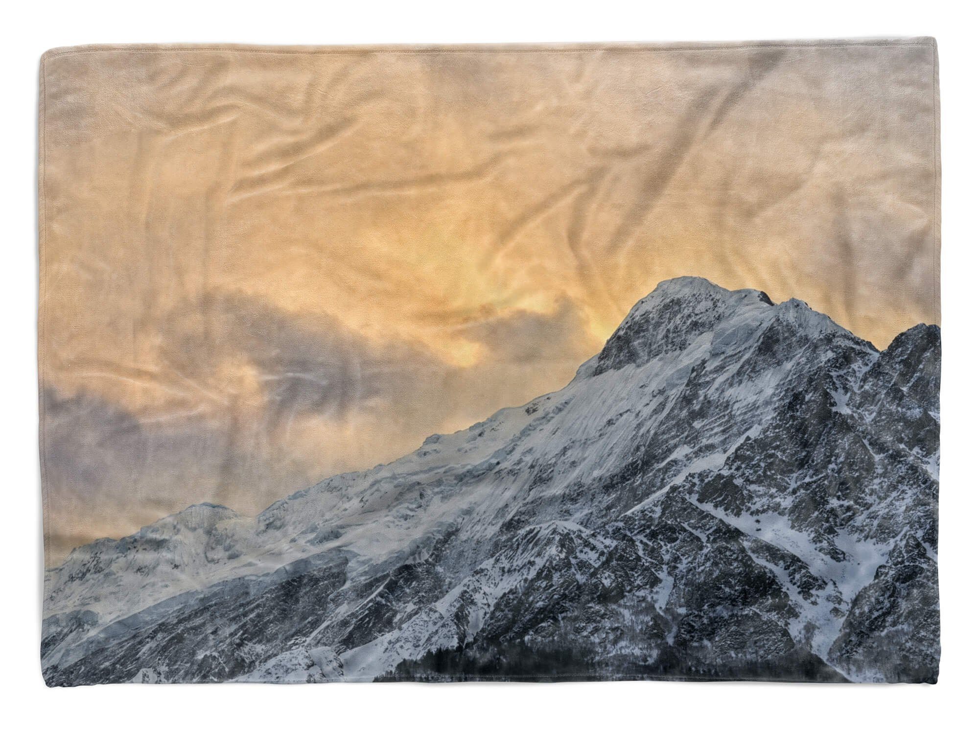 Fotomotiv Berg, Sinus Baumwolle-Polyester-Mix Kuscheldecke Art Saunatuch Strandhandtuch (1-St), Handtuch Handtücher Handtuch mit Himmel Berggipfel