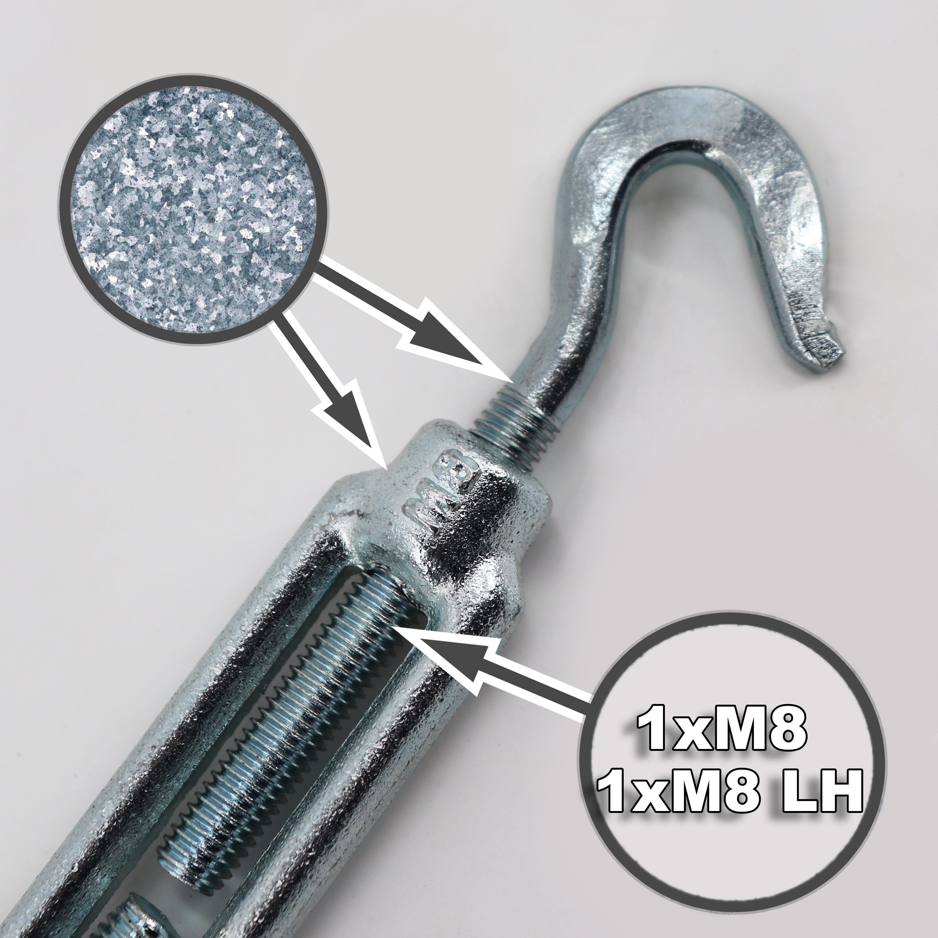 Aquagart Drahtspanner 5 Seilspanner für Wildzaun Fostzaun Spannschloss Drahtspanner 2 Haken