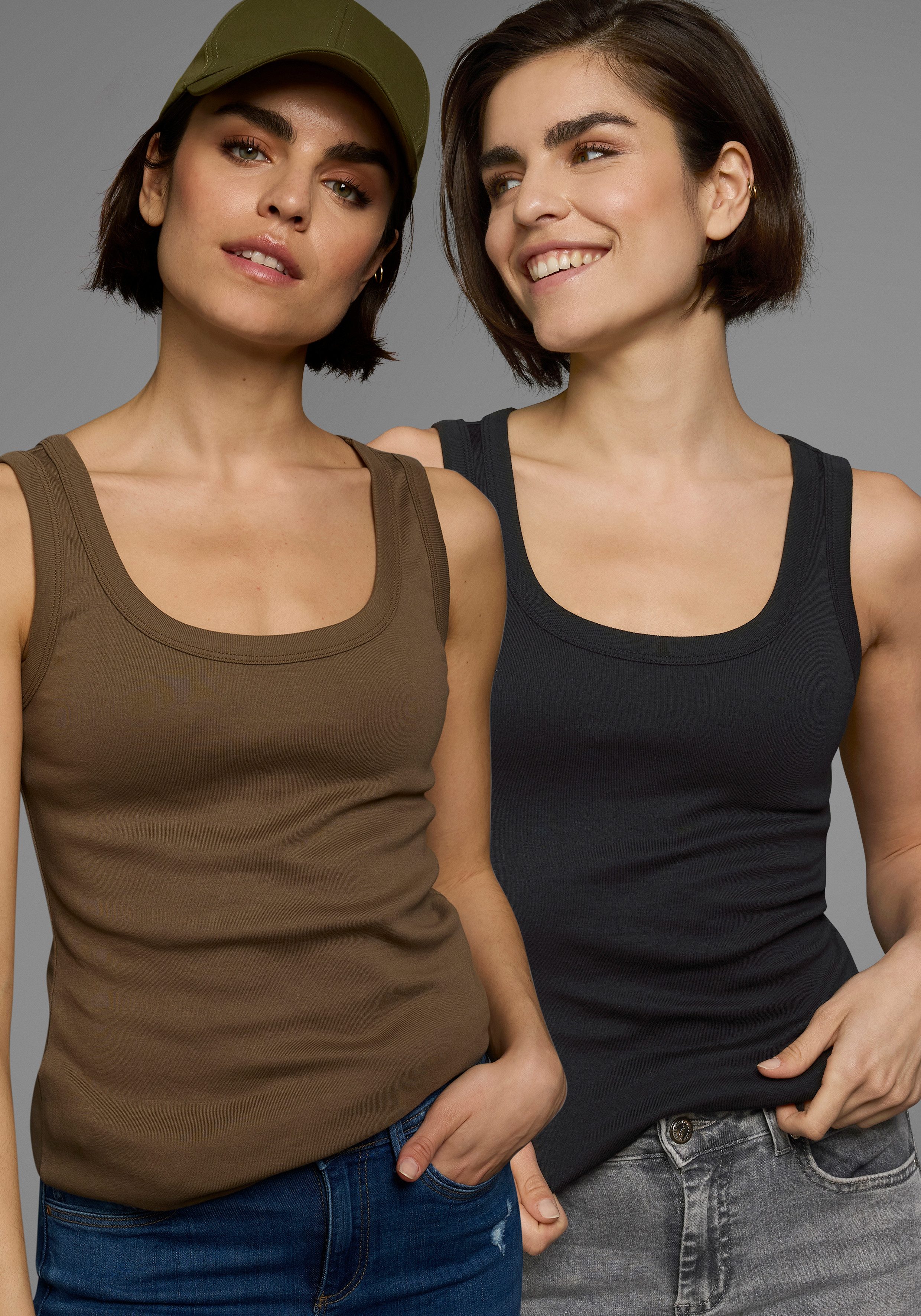 Flashlights Tanktop (2er-Pack) sehr figurbetonte Passform, aus Baumwolle, mit Rundhalsausschnitt