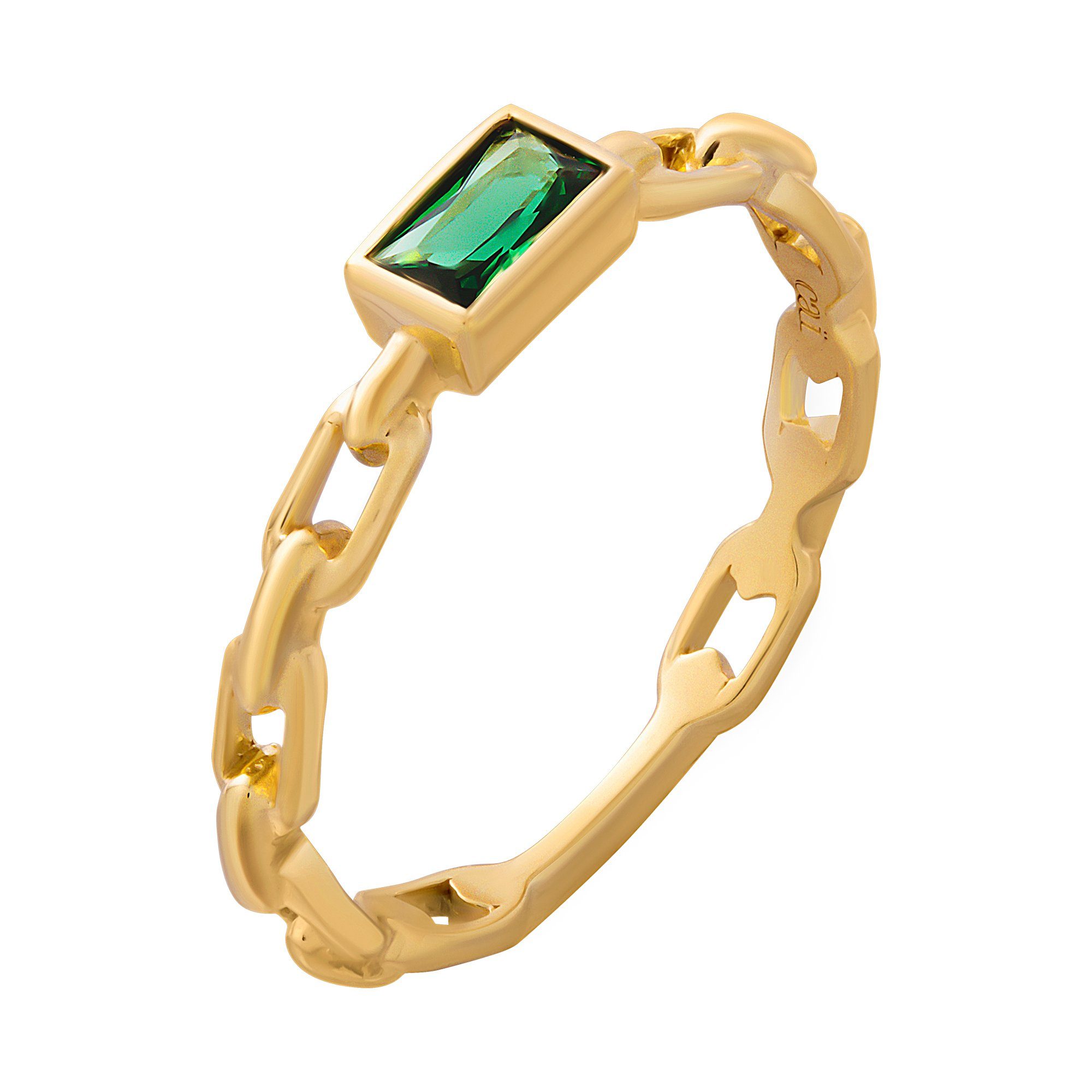 CAÏ Fingerring 925 Silber vergoldet Kettendesign günstig online kaufen