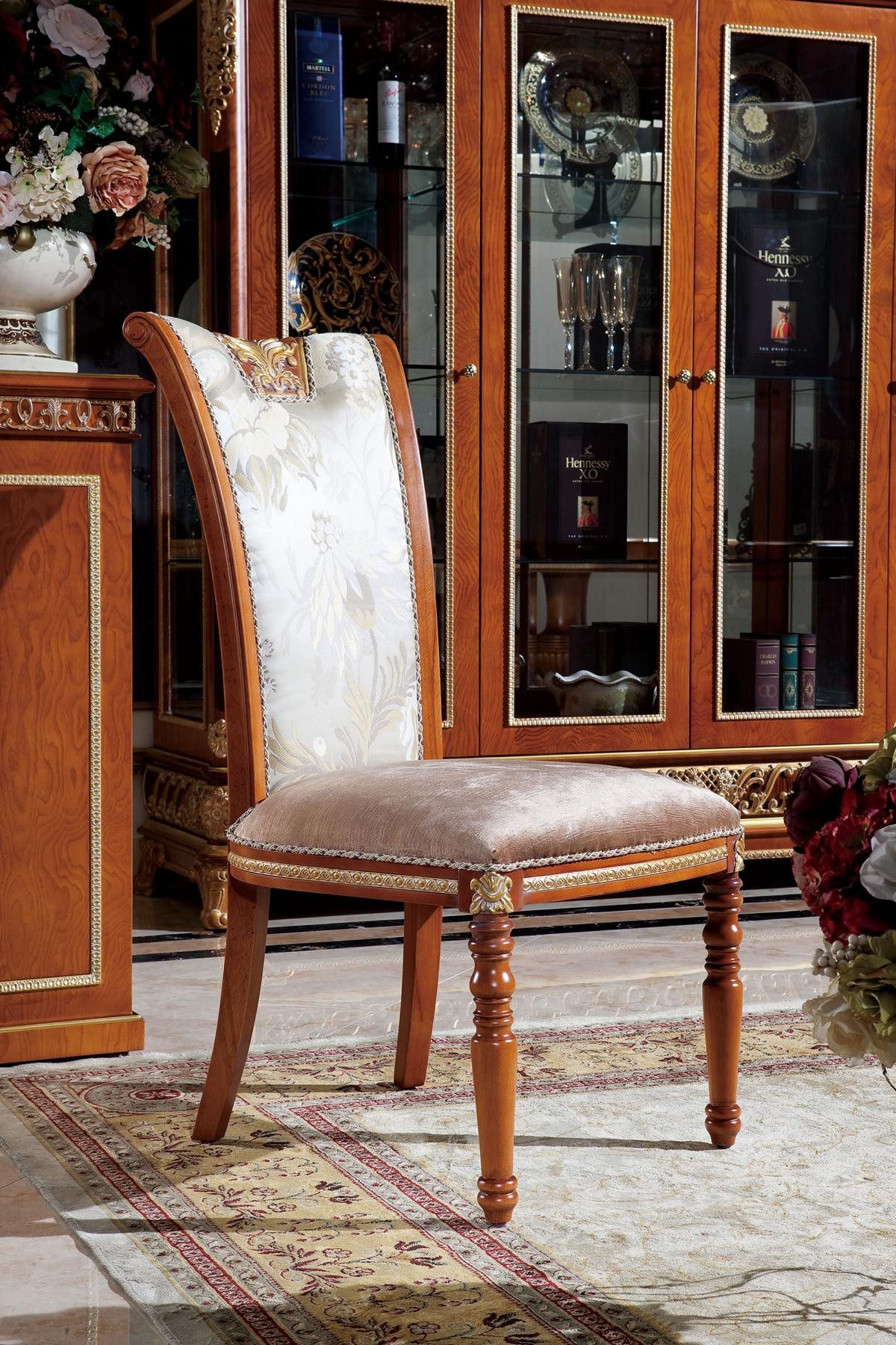 Xlmoebel Sitzgruppe Esszimmerstühle E62 im antiken Barock-Design, weiß, Hergestellt in Europa