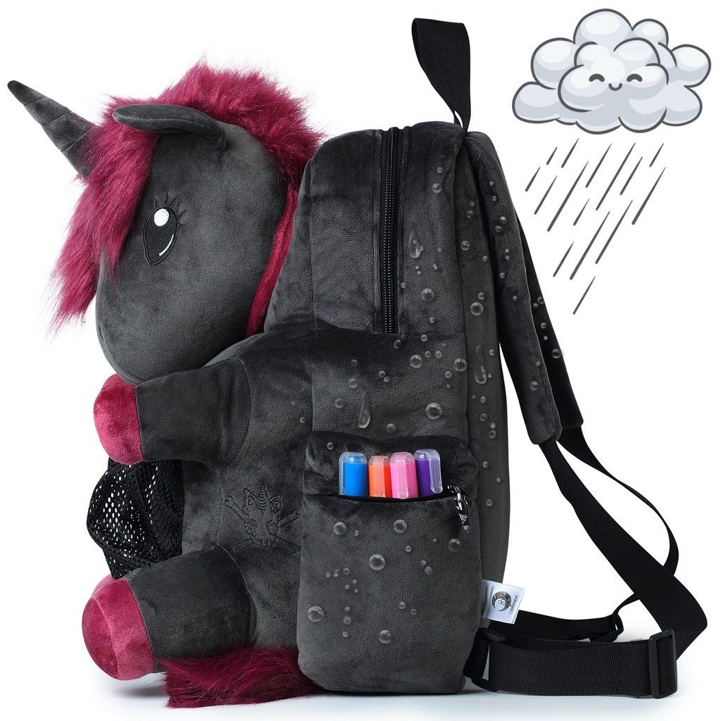Corimori Rucksack Große Kuscheltier Plüsch Tasche (Einhorn und Bär), Flauschig, Backpack, Gothic, Kawaii Schulsachen, Kuscheltier, Motorrad – Bild 4 von 5