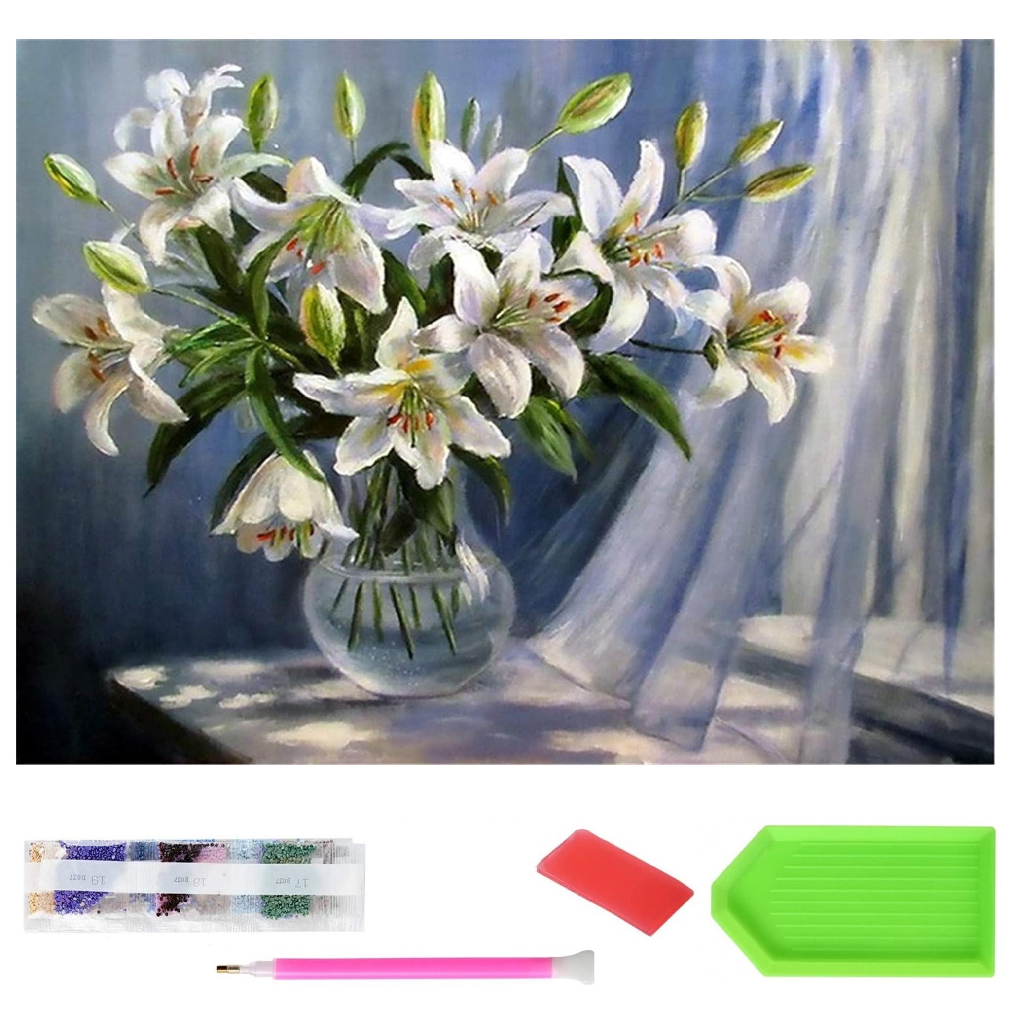 LA CUTE Malen nach Zahlen XXXL 5d Diamond Painting Blumenstrauß Vase Malen günstig online kaufen