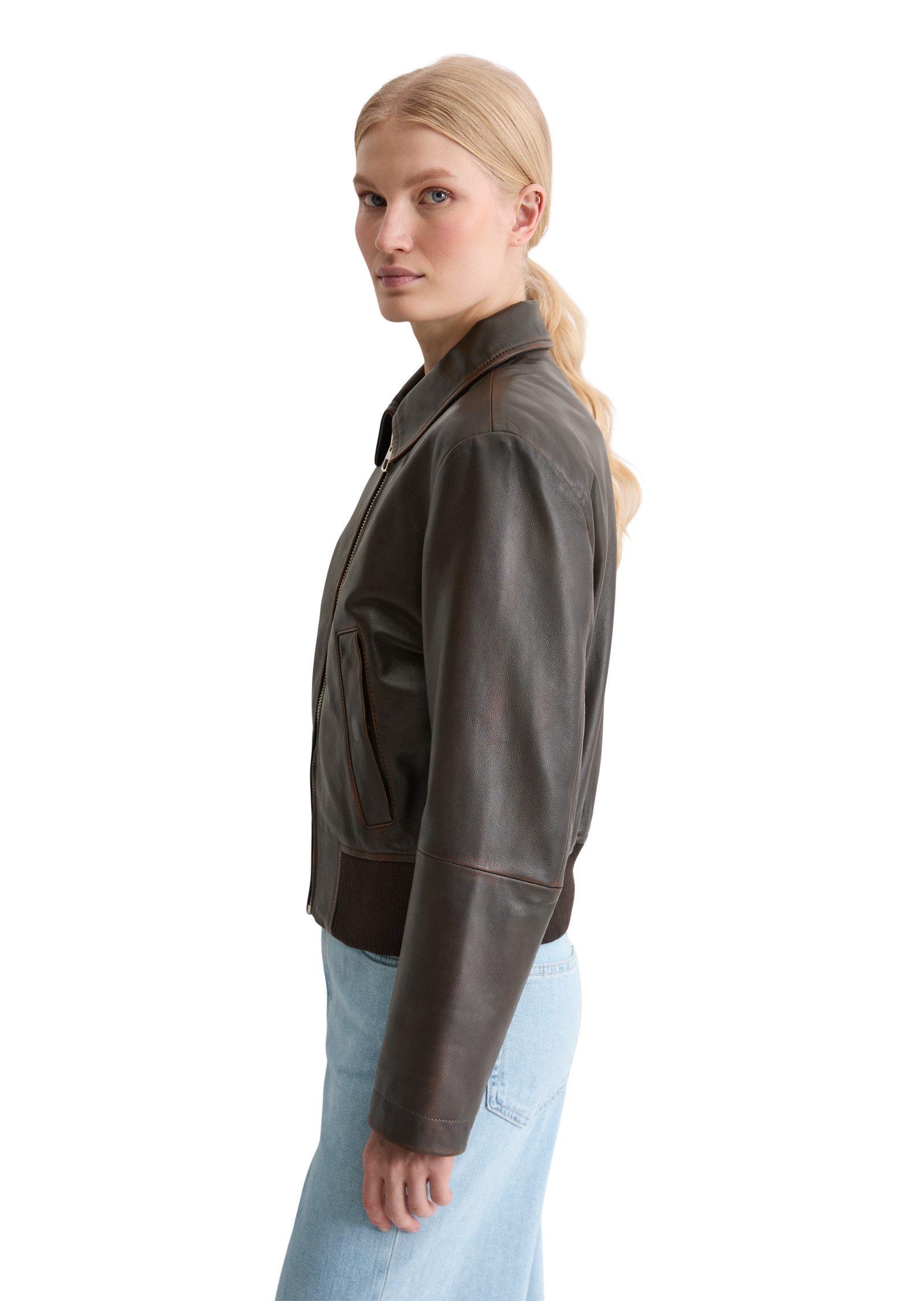 Marc O'Polo Lederjacke aus softem Lammleder in Vintage-Optik