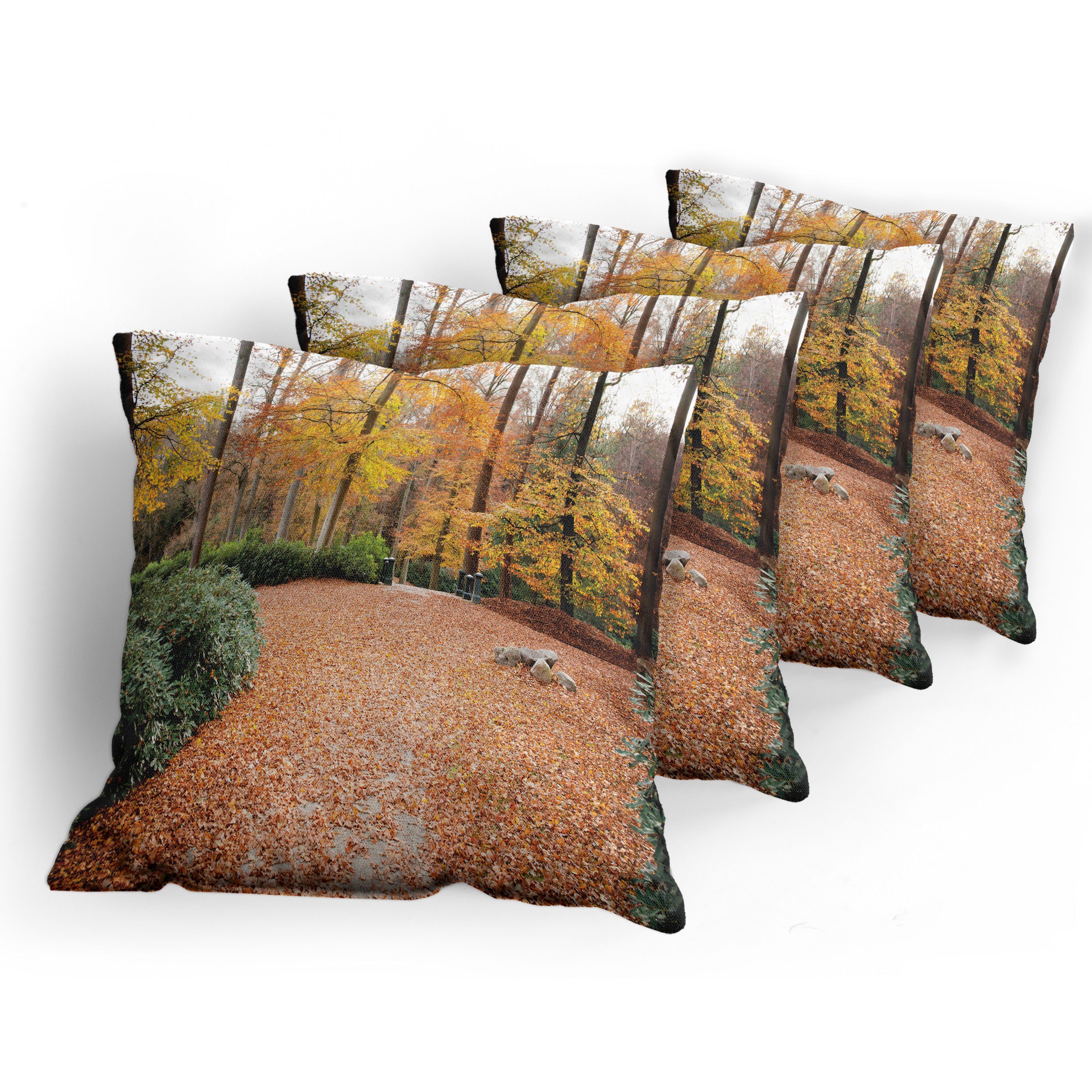 Bäume Abakuhaus Digitaldruck, Modern Kissenbezüge Doppelseitiger Herbst (4 Accent Natur Stück), Herbstwald