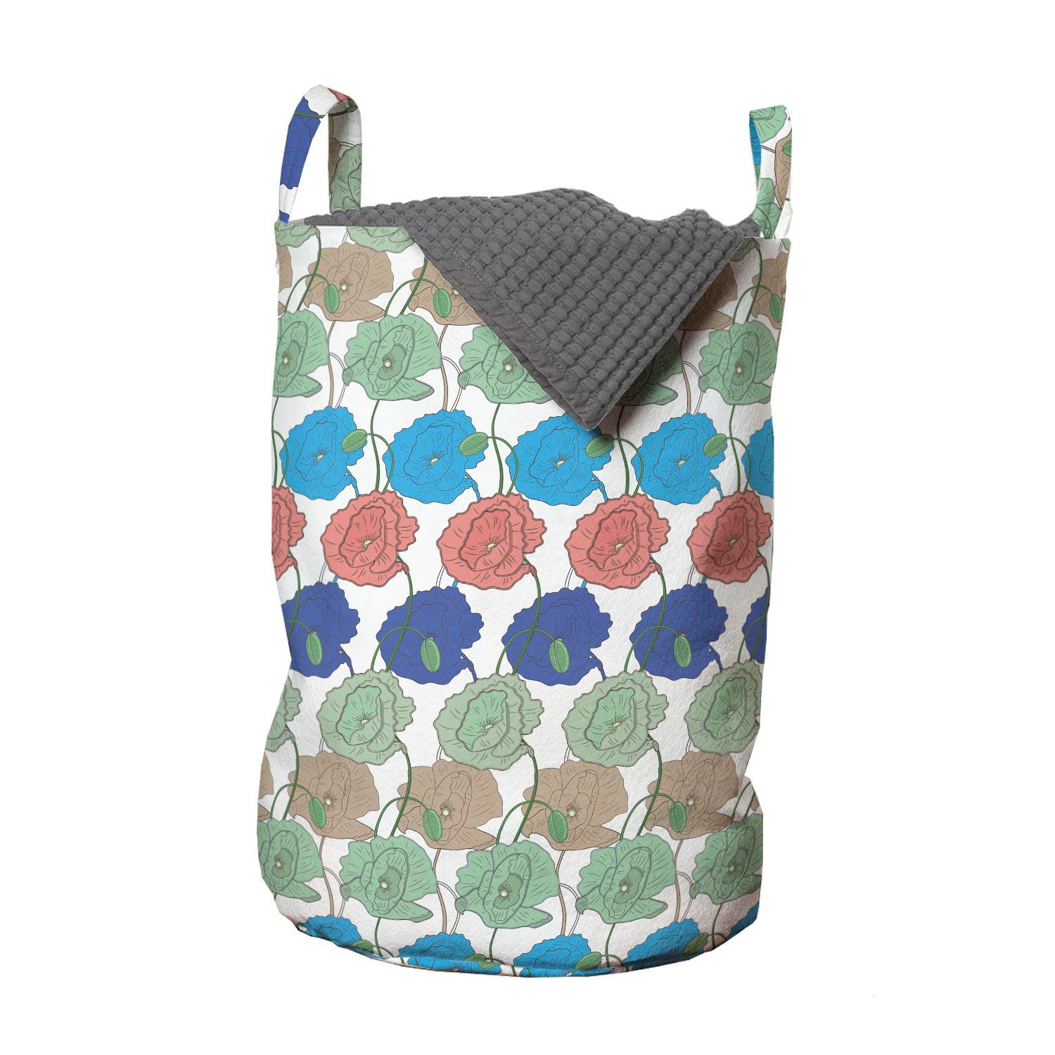 Abakuhaus Wäschesäckchen Wäschekorb mit Griffen Kordelzugverschluss für Waschsalons, Blumen Bunte Poppy Patterns | Wäschesäcke