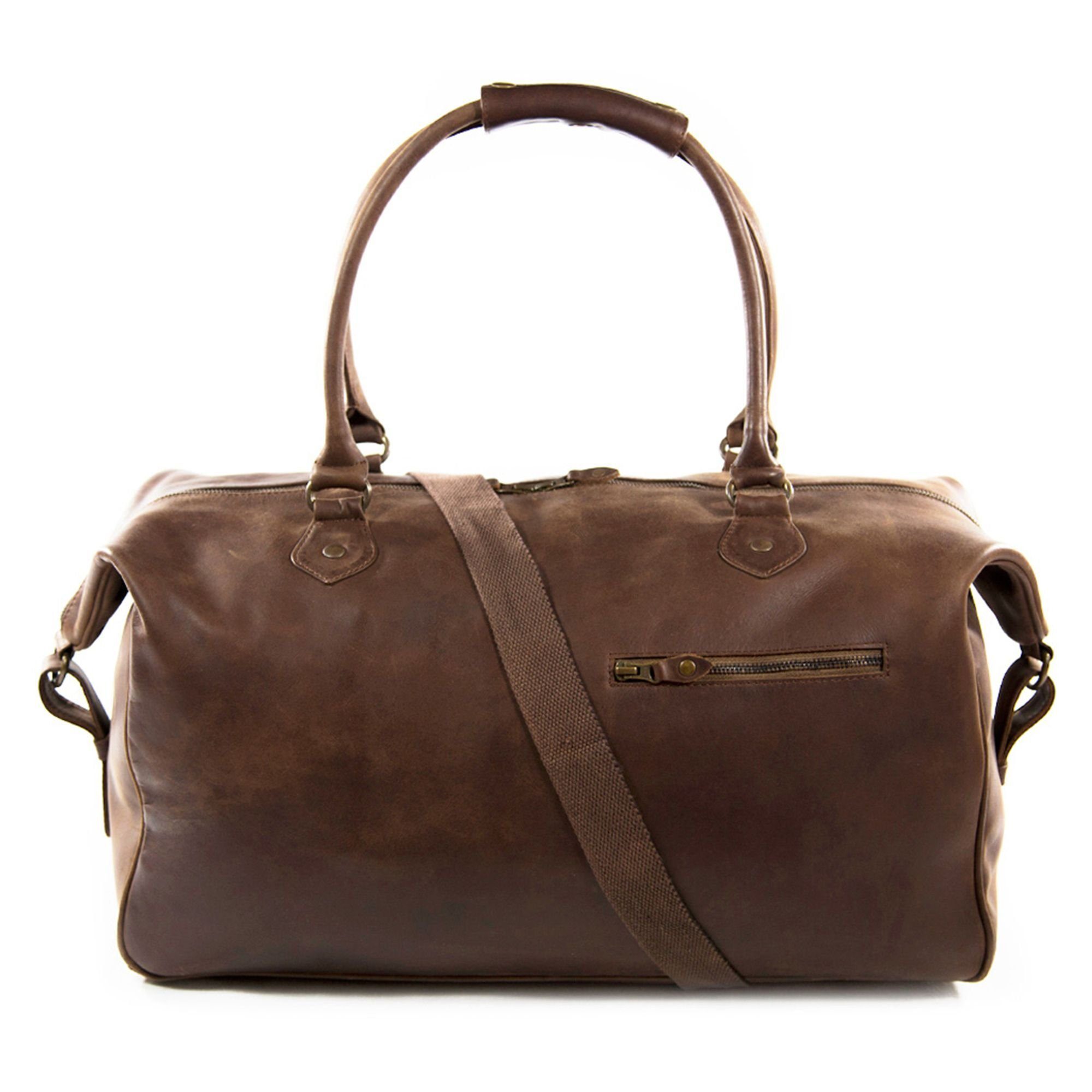 Buckle & Seam Reisetasche Linwood, Leder brown-dot