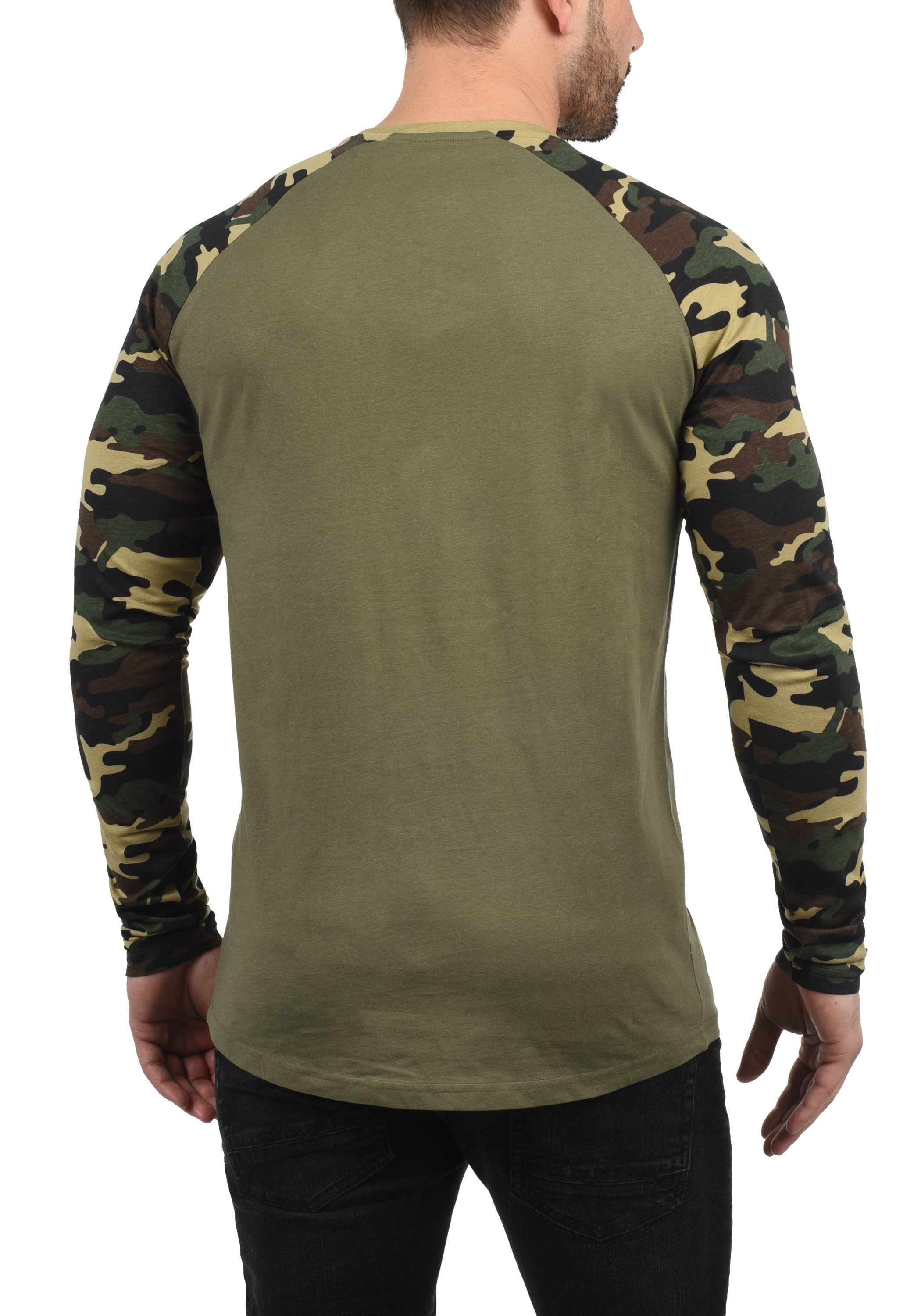 !Solid Rundhalsshirt SDCajus Longsleeve im Baseball-Look