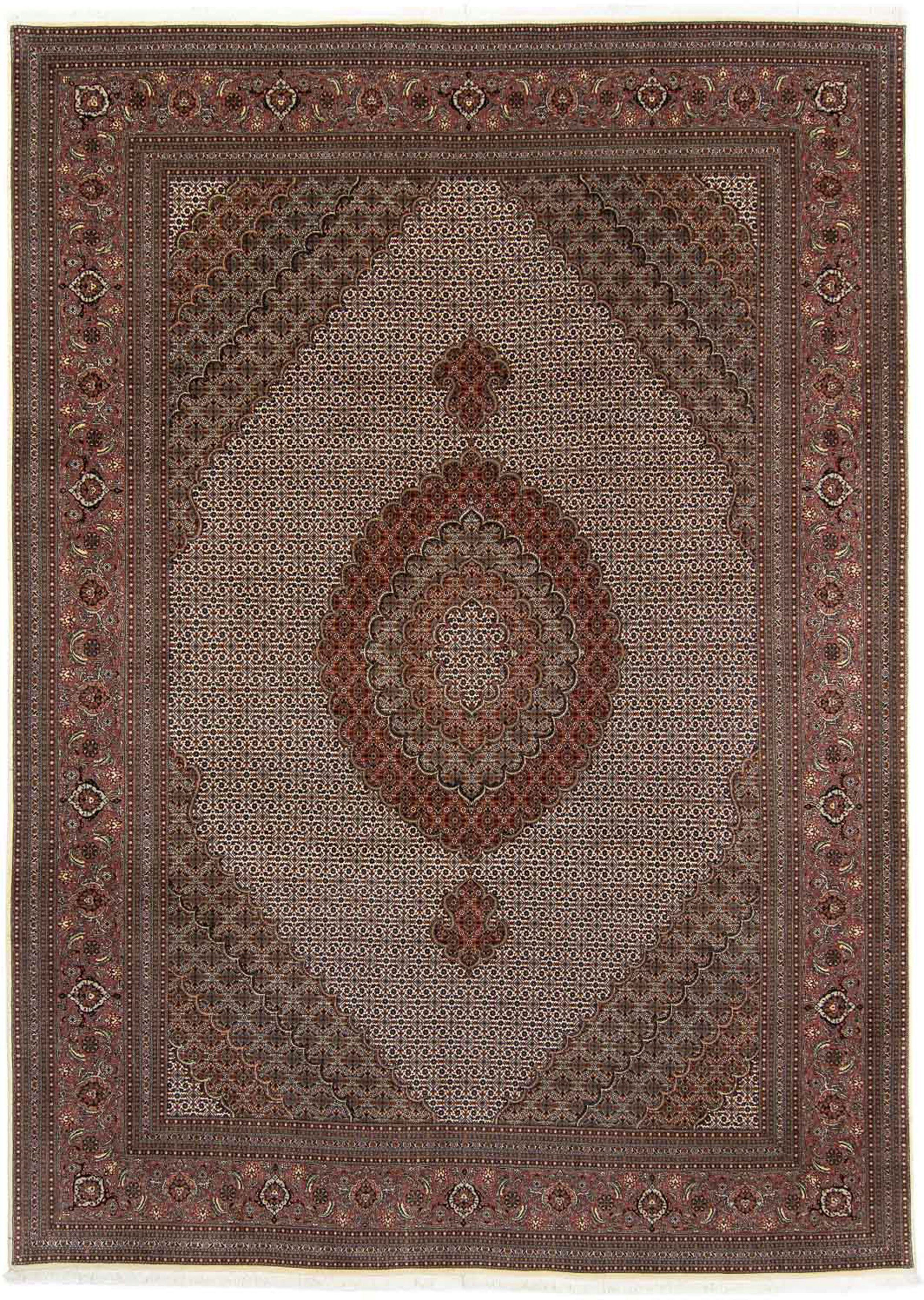 Orientteppich Perser Zertifikat x Einzelstück - rechteckig, dunkelbraun, 250 10 morgenland, - mit 350 Täbriz - Wohnzimmer, Höhe: mm, cm Handgeknüpft