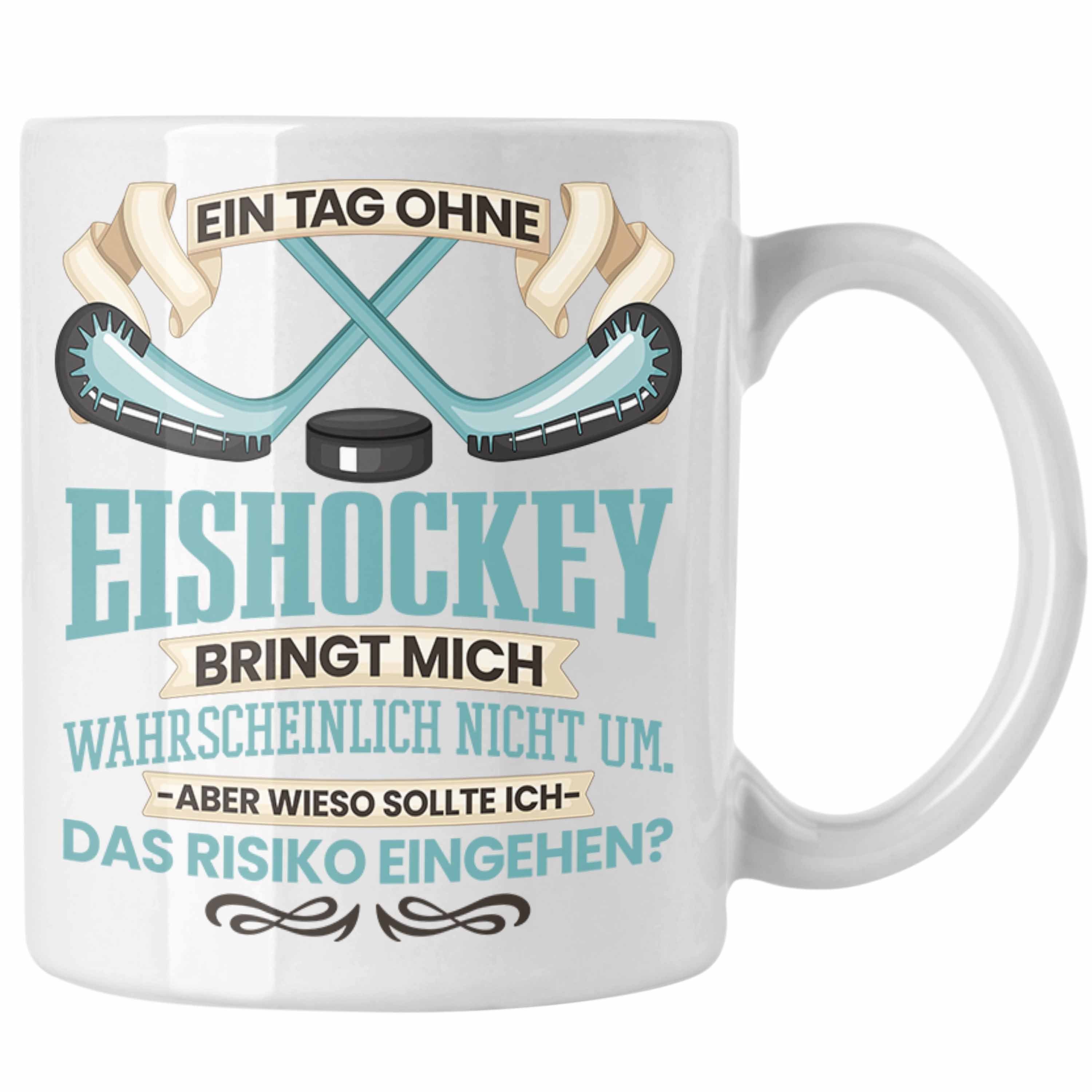 Trendation Tasse Trendation - Eishockey Tasse Geschenk für Eishockey-Spieler Coach Ein Weiss