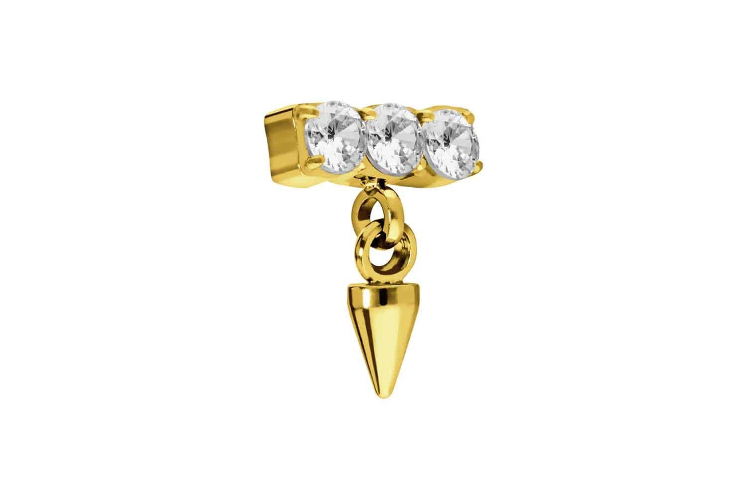 Piercing-Set Titan Schraubaufsatz mit Außengewinde KRISTALLBALKEN + SPITZE