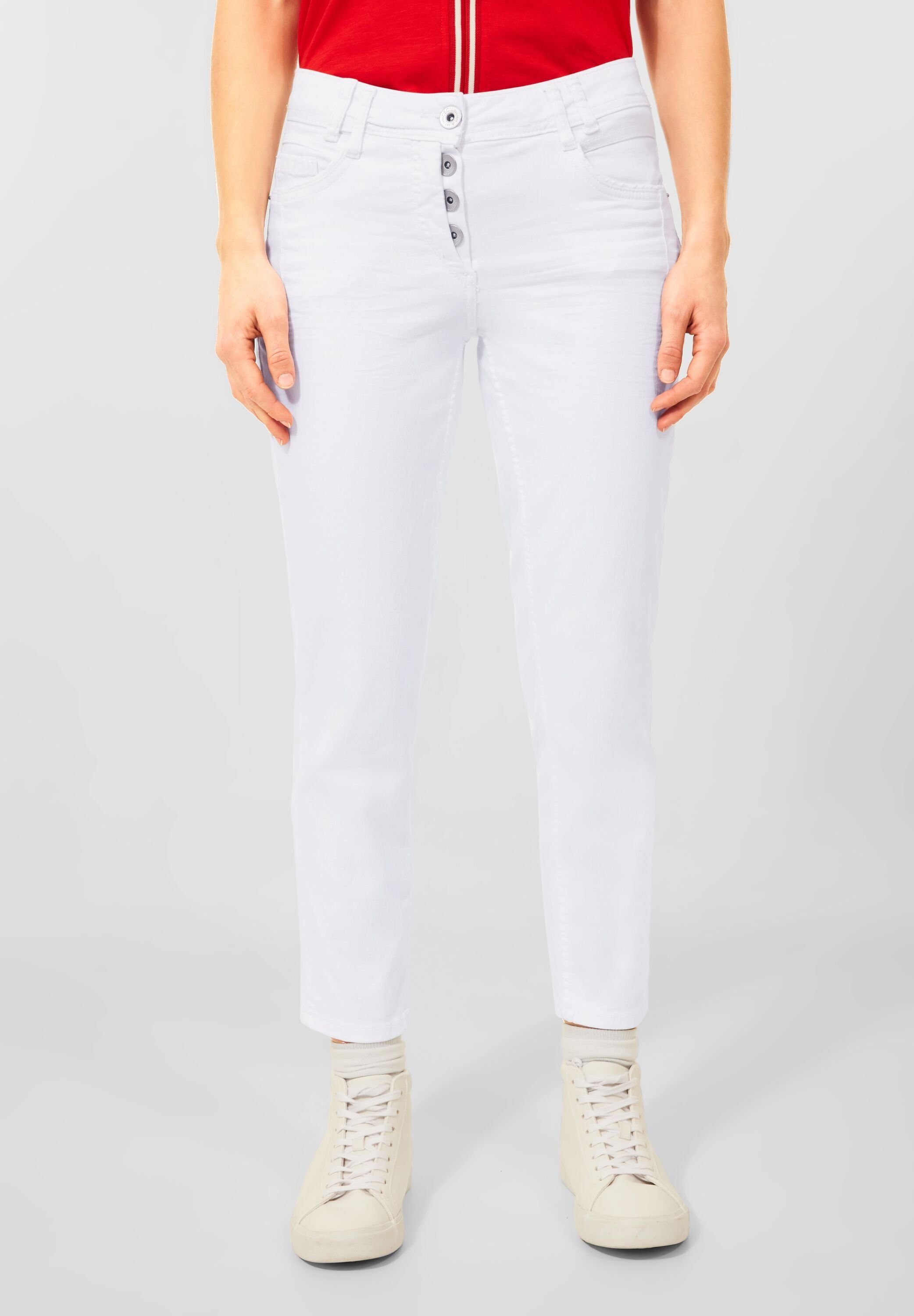 Cecil 7/8-Jeans Cecil Weiße Loose Fit Jeans in White Denim (1-tlg) Five Pockets
