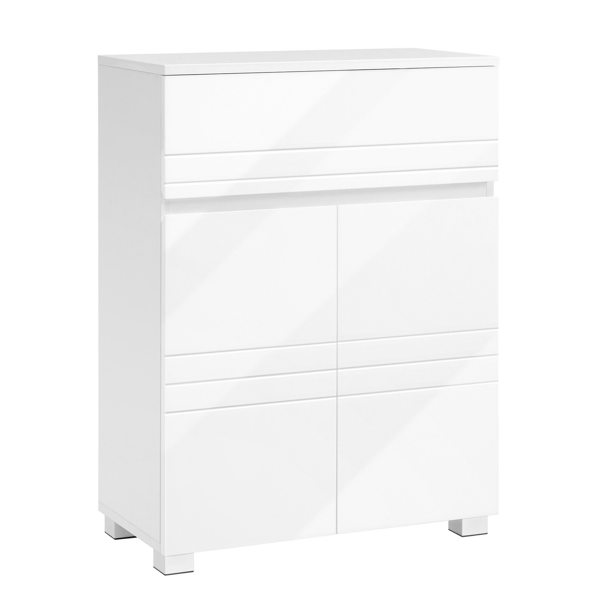 VASAGLE Badkommode Badezimmerschrank, Sideboard, Badschrank, mit Doppeltür, Schublade, verstellbare Regalebene, 60 x 30 x 80 cm