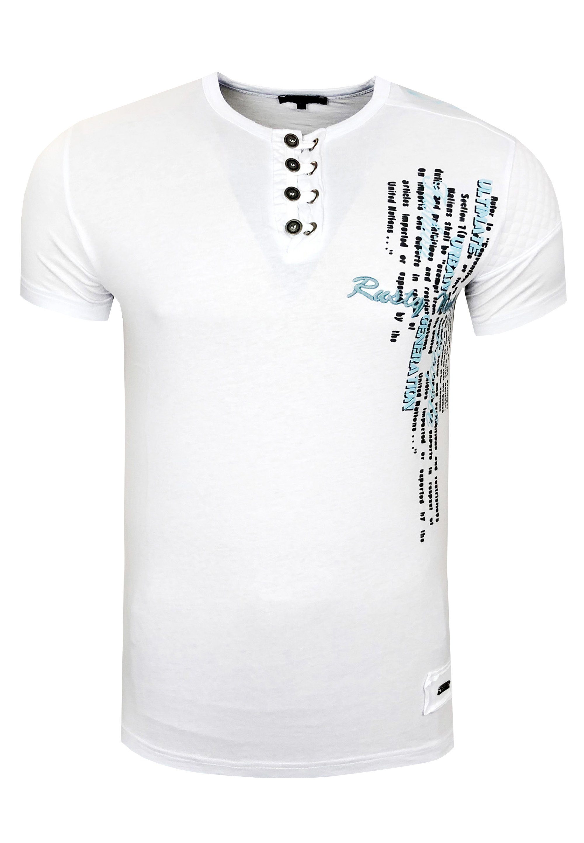 Rusty Neal T-Shirt mit schicker Knopfleiste
