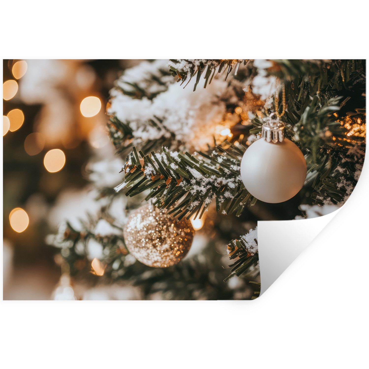 MuchoWow Wandsticker Weihnachten - Weihnachtsbaum - Winter - Innen - Schnee (1 St), Wandtattoo, Selbstklebend, Wohnzimmer, 30x20 cm