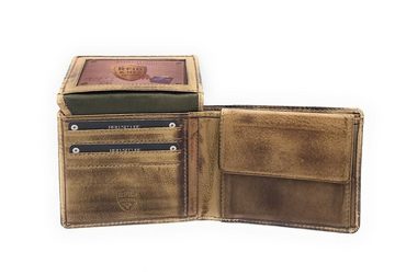 JOCKEY CLUB Geldbörse echt Leder Herren Portemonnaie mit RFID Schutz, tolles, gewachstes Rindleder, Farbe oil grey