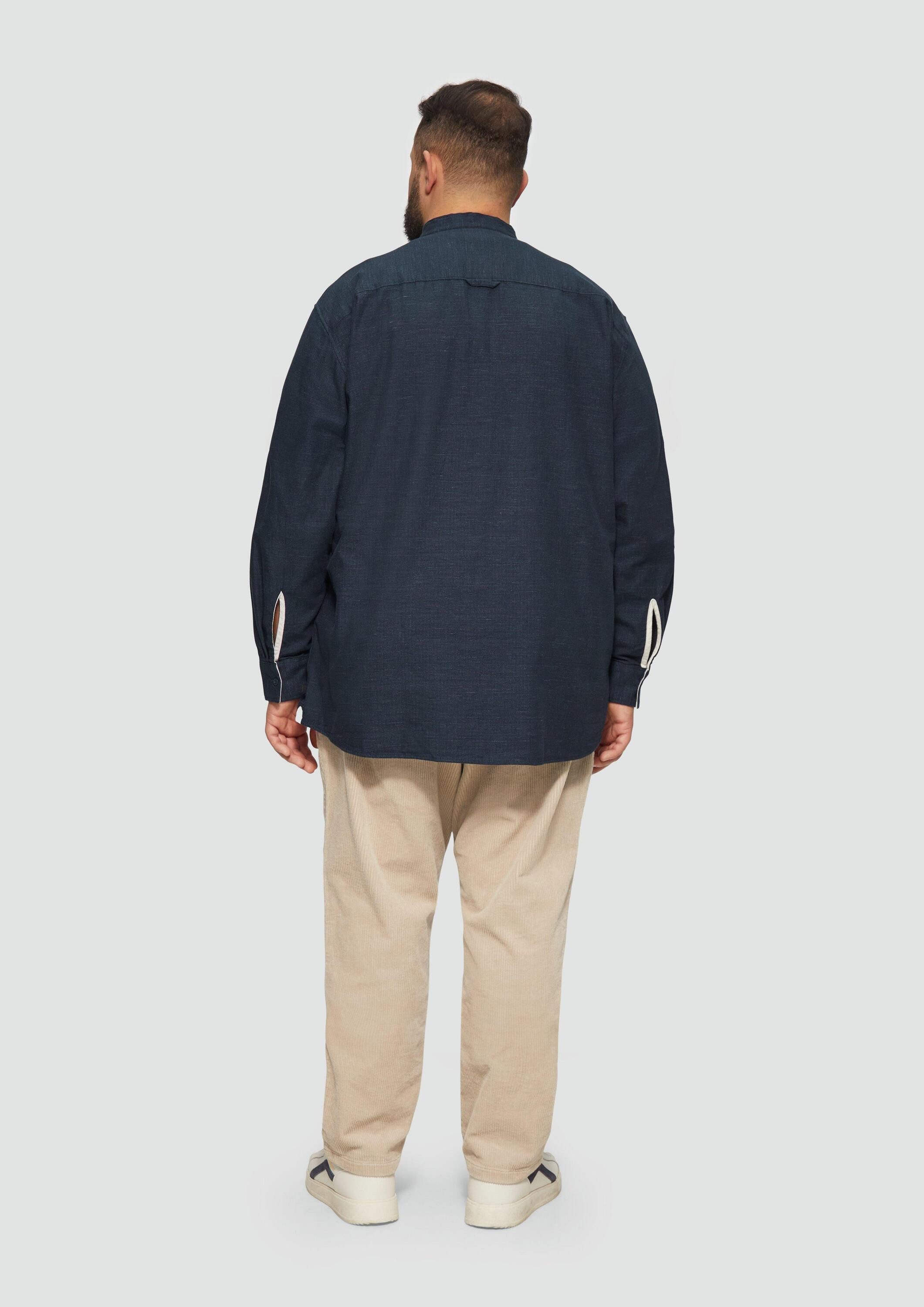 s.Oliver Langarmhemd Hemd Regular Fit: Strukturiertes Baumwollhemd mit Stehkragen