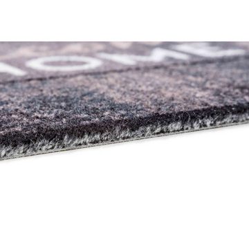Fußmatte FELICIDO Fußmatte mit Schriftzug, ASTRA, Rechteckig, Höhe: 7 mm, 50 x 70 cm in Taupe