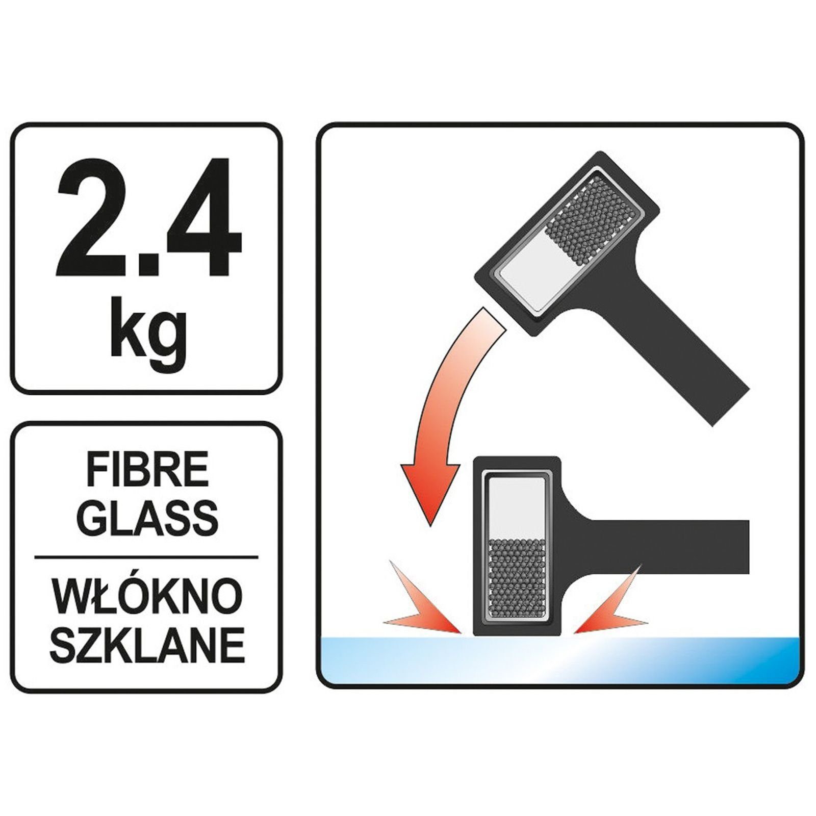 Yato Holzhammer Schonhammer Fäustel Rückschlagfrei 2,4 kg 495 mm Fiberglas YT-46270