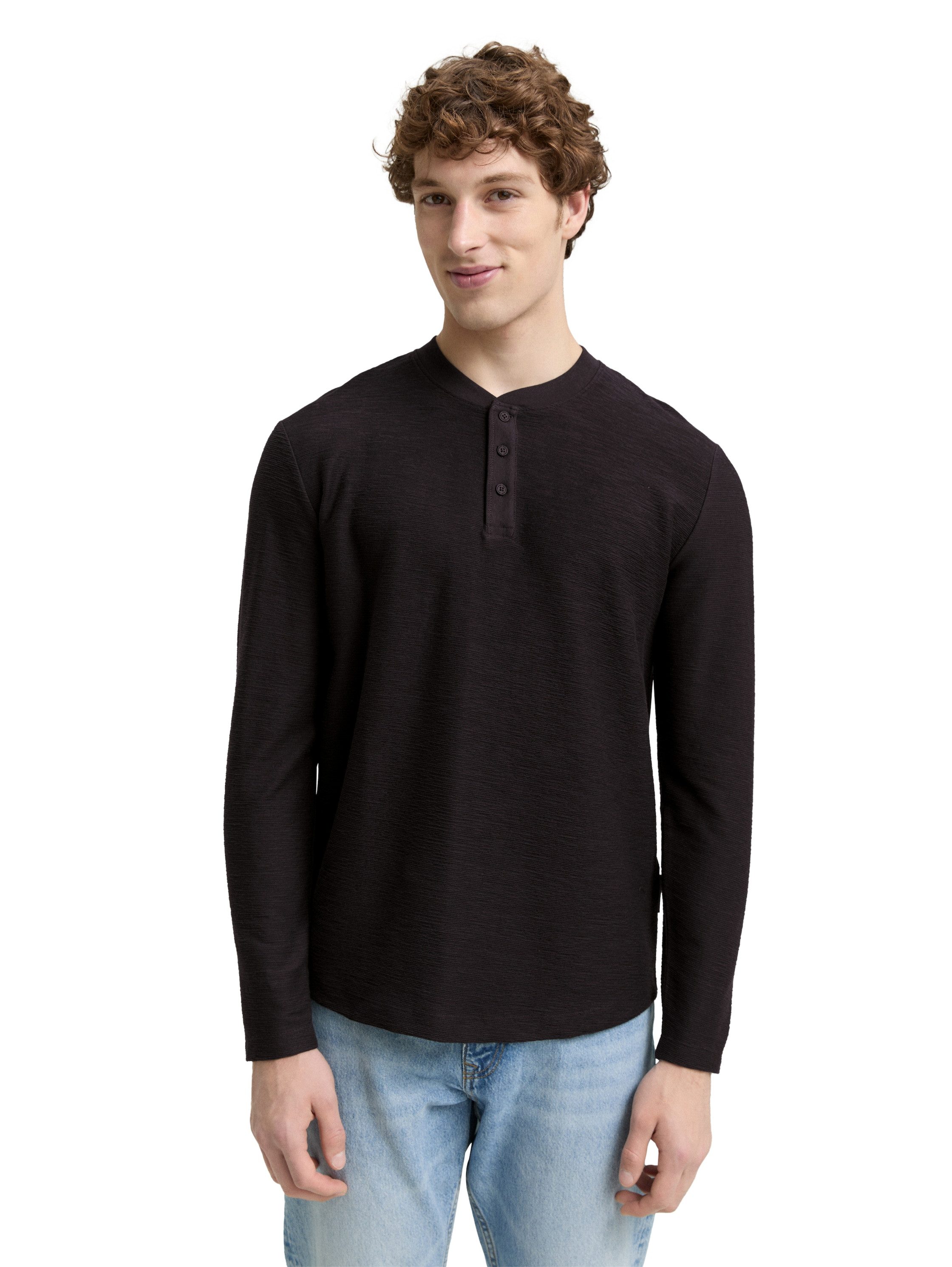 TOM TAILOR Denim Langarmshirt mit Knopfleiste