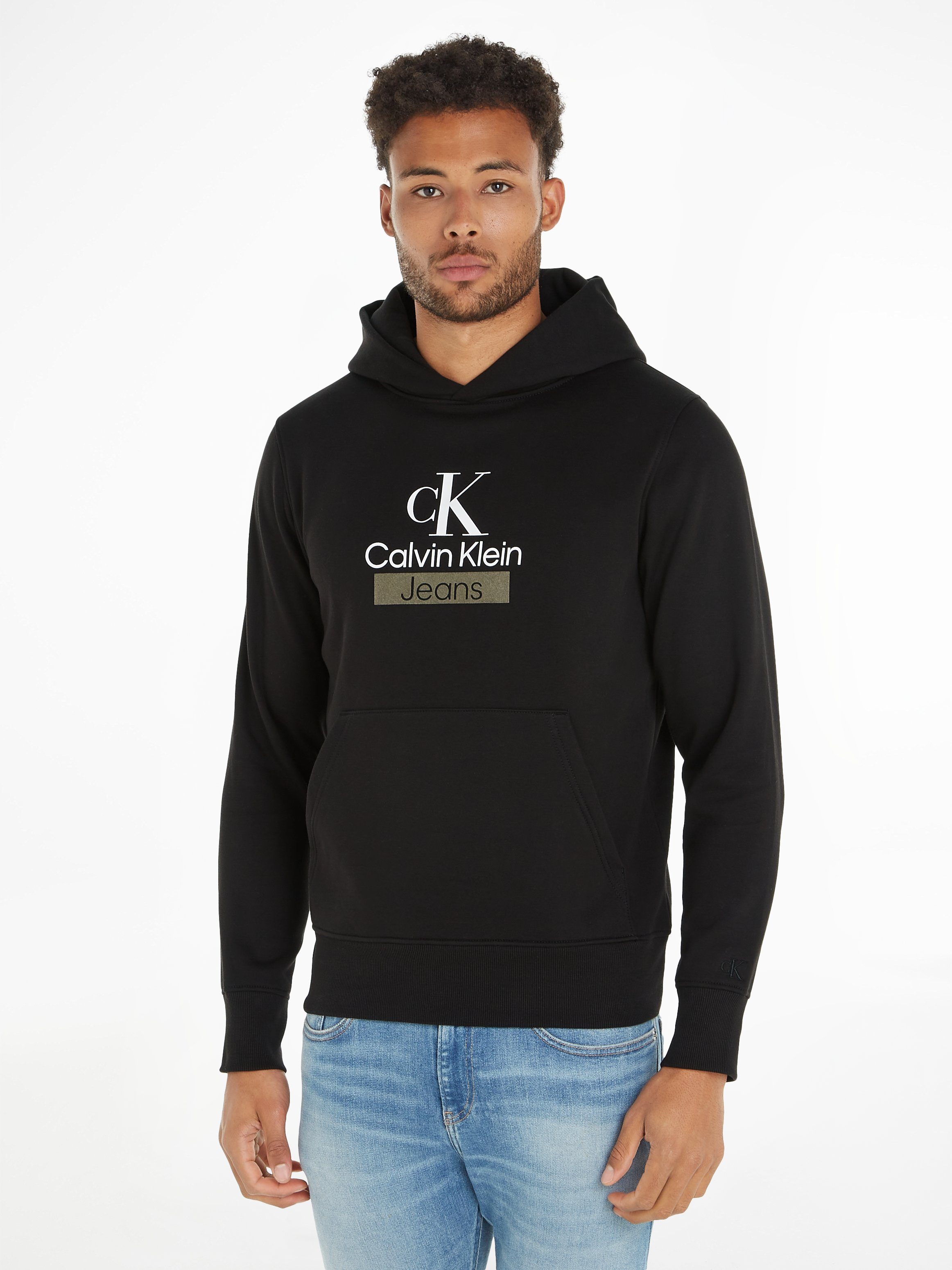 Calvin Klein Jeans Kapuzensweatshirt STACKED ARCHIVAL HOODY Ck Black