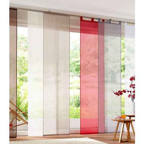 Schiebegardine Xanten, my home, Klettband (2 St), transparent, Voile, 2-er Set, mit Befestigungszubehör, Breite 57 cm, Raumteiler, modern