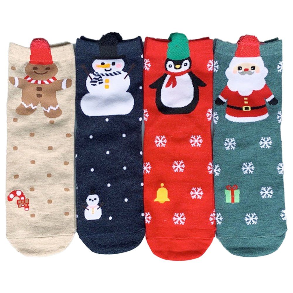GelldG Haussocken 4 Paare Weihnachtssocken Damen Kuschelsocken Weihnachten  Socken