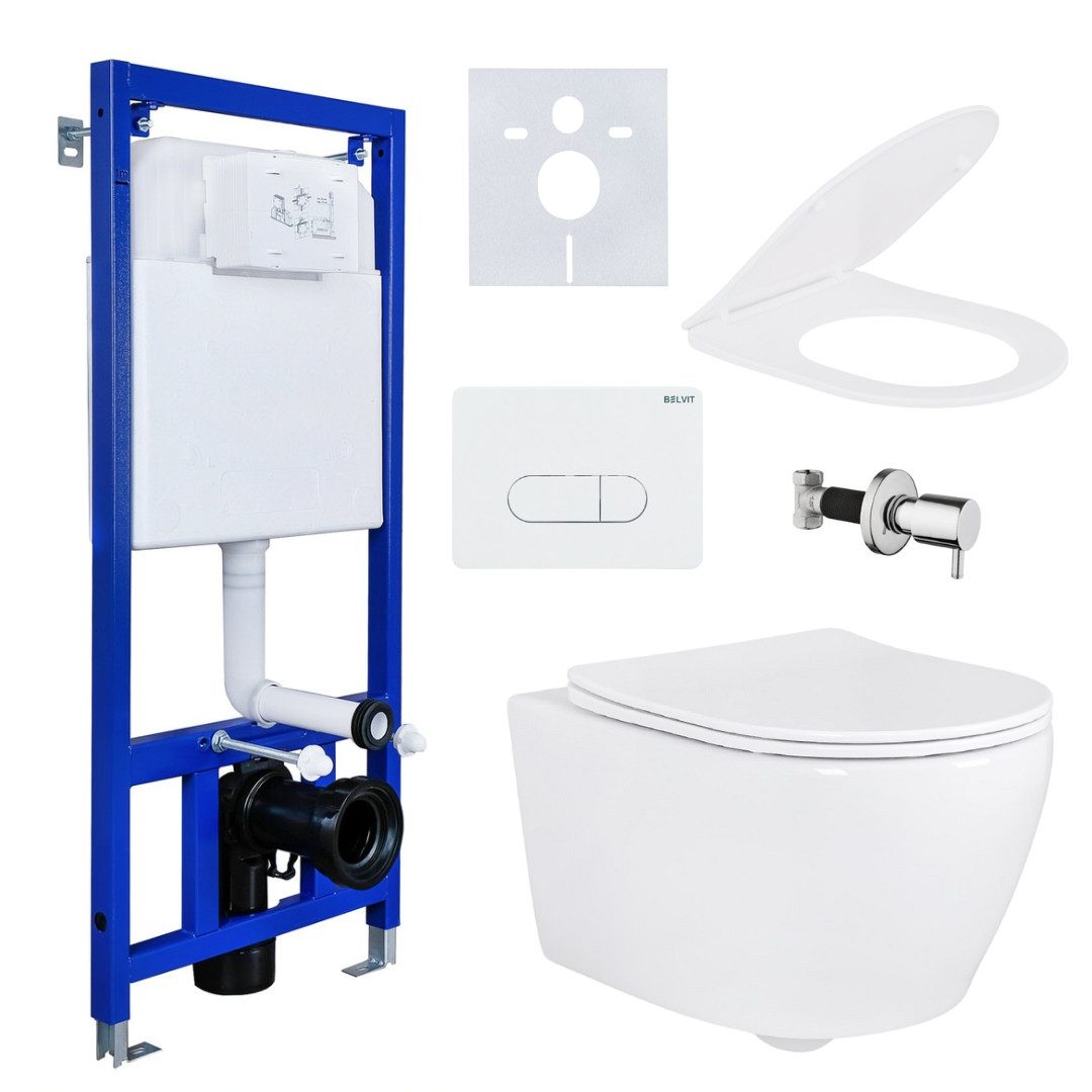 Belvit Tiefspül-WC AL5512KomplettSet, Hänge Wand Dusch WC Taharet/Bidet Fun günstig online kaufen