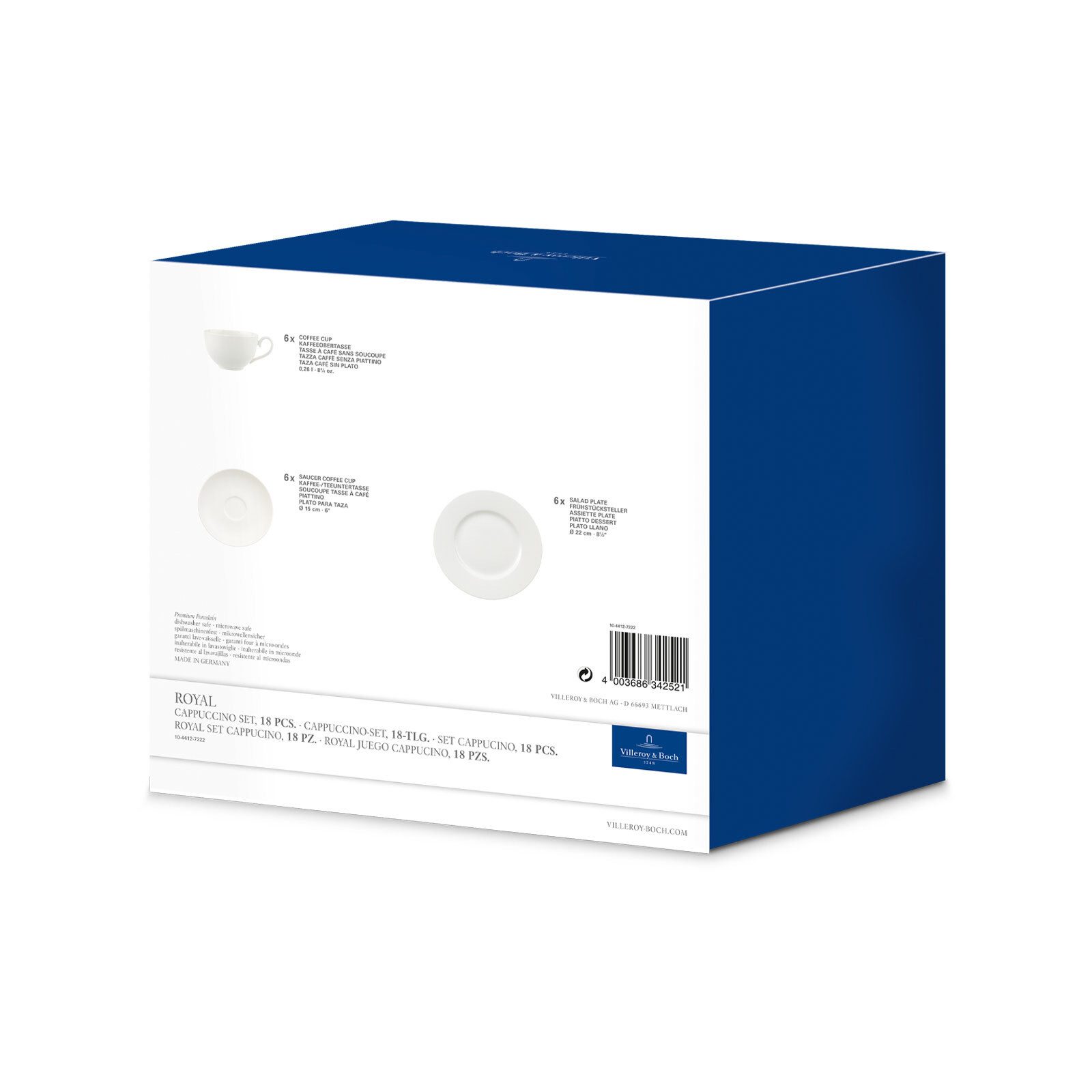 Villeroy & Boch Kaffeeservice Royal Cappucchino-Set 18er Set (18-tlg), 6 Personen, Porzellan