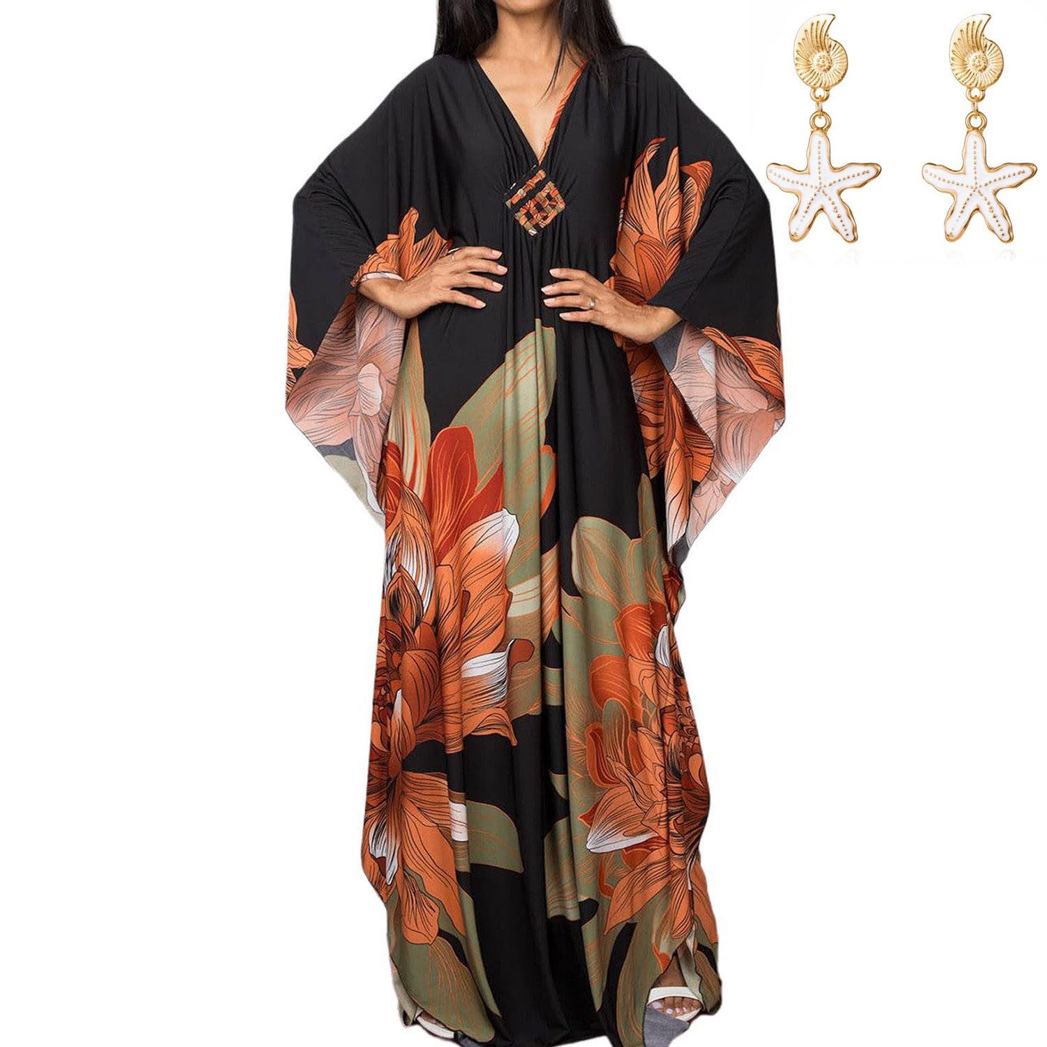 MOPUEA Strandkleid Maxikleid Strand-Tunika Bikini-Überwurf Beachwear Boho-Strandkleid (Set, 1-tlg., Ideales Geschenk für besondere Frauen) Raffiniertes Design mit schmeichelnden Details