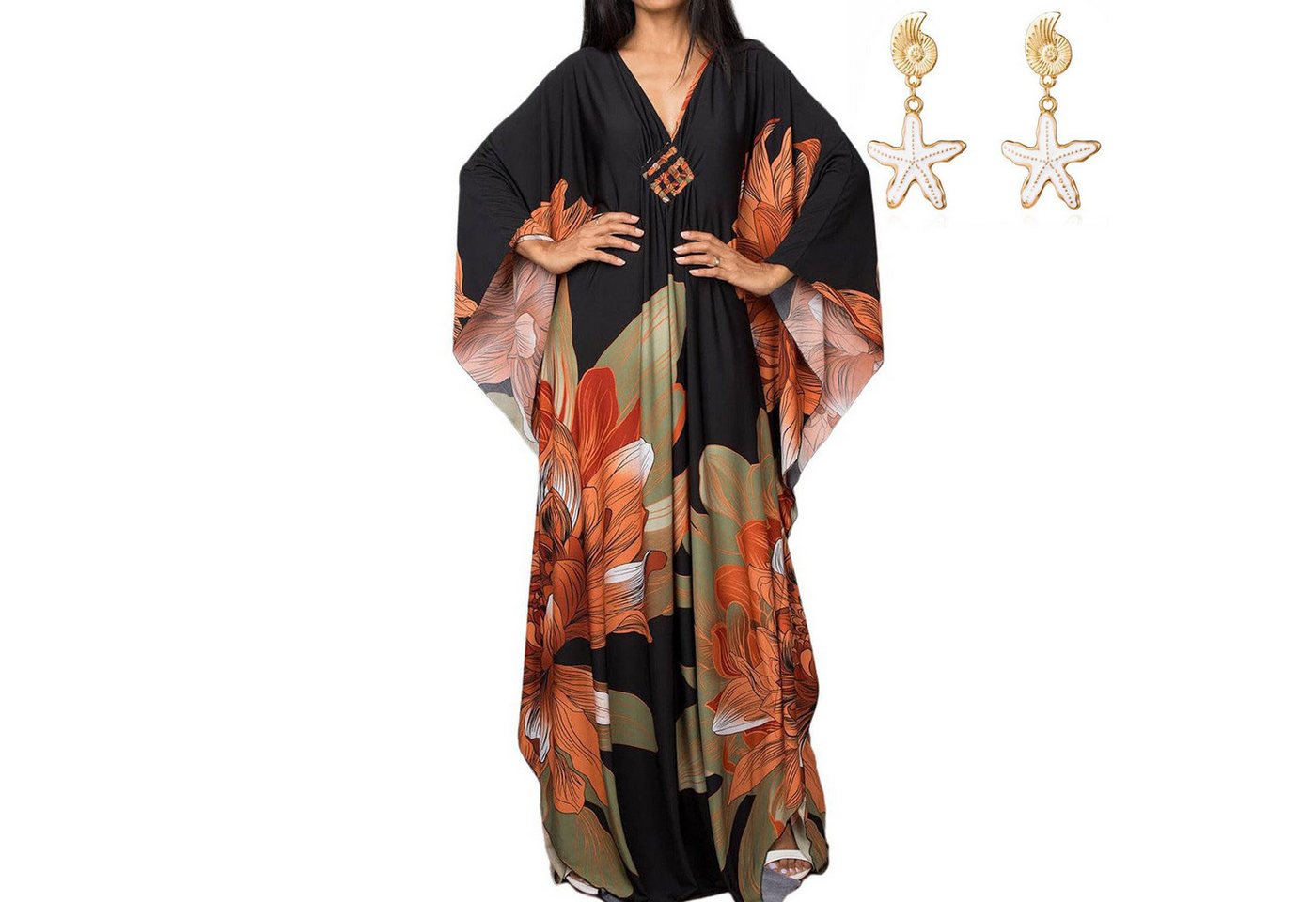 MOPUEA Strandkleid Maxikleid Strand-Tunika Bikini-Überwurf Beachwear Boho-Strandkleid (Set, 1-tlg., Ideales Geschenk für besondere Frauen) Raffiniertes Design mit schmeichelnden Details