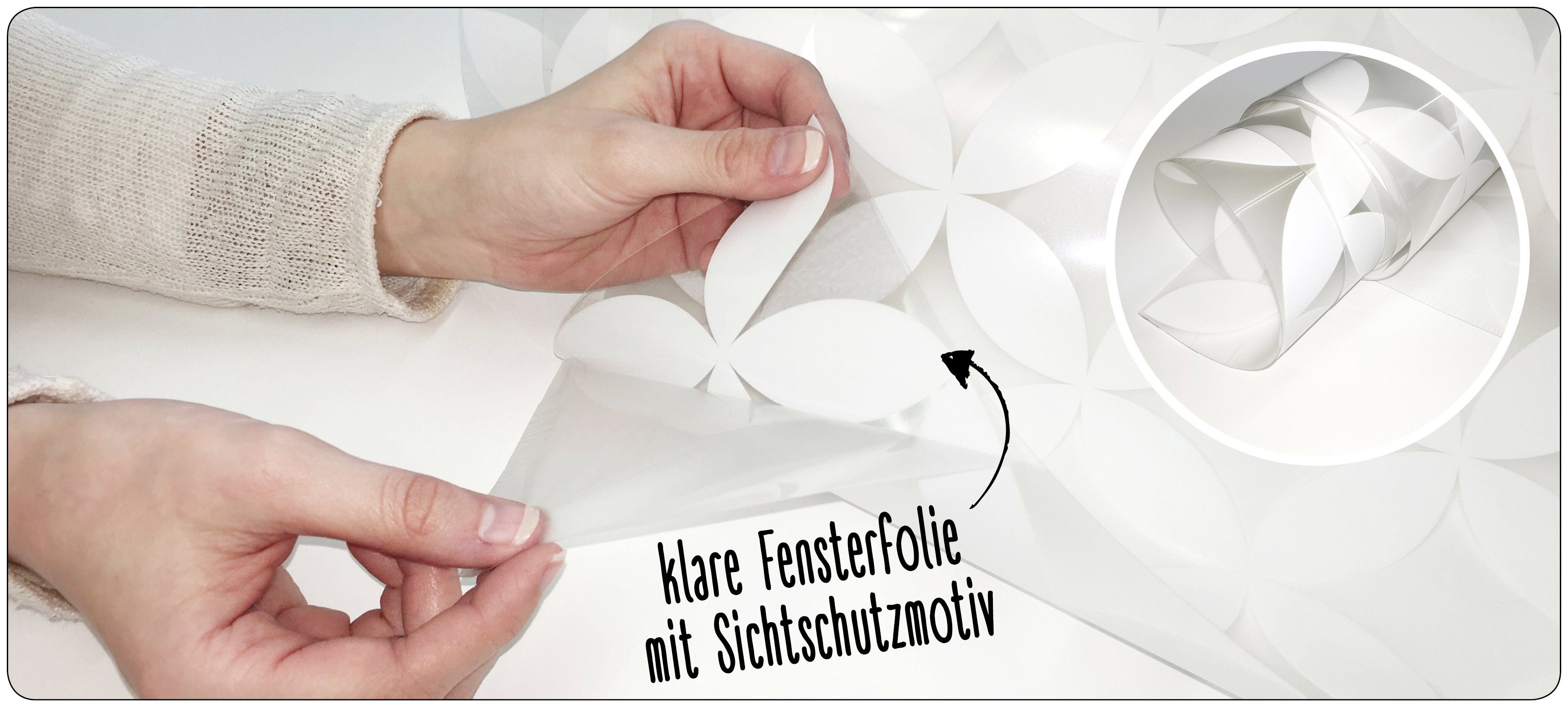 statisch x haftend halbtransparent, MySpotti, glatt, white, 200 30 cm, Look Fensterfolie Leaves