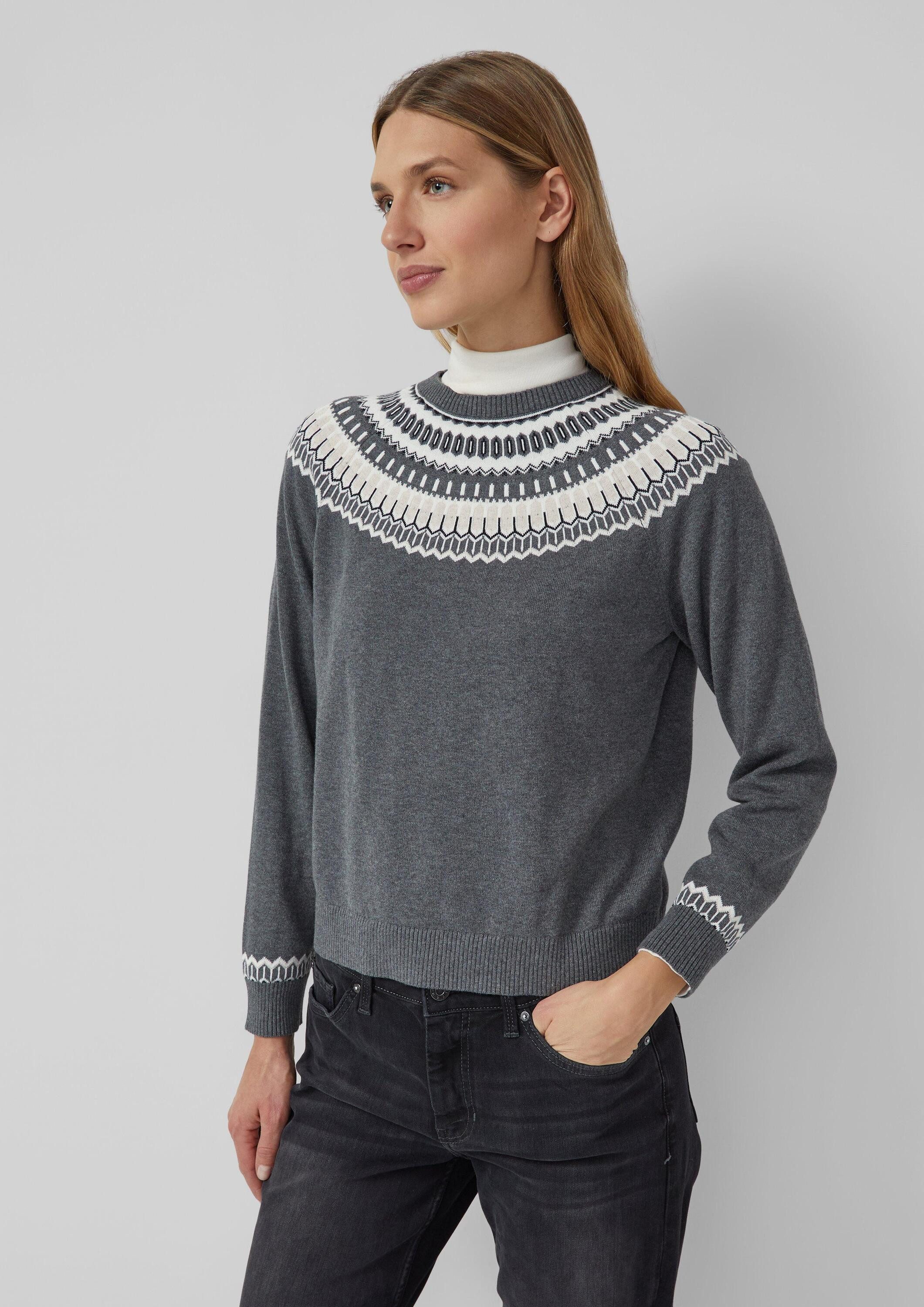 s.Oliver Longpullover Strickpullover Feinstrickpullover mit Norwegermuster günstig online kaufen