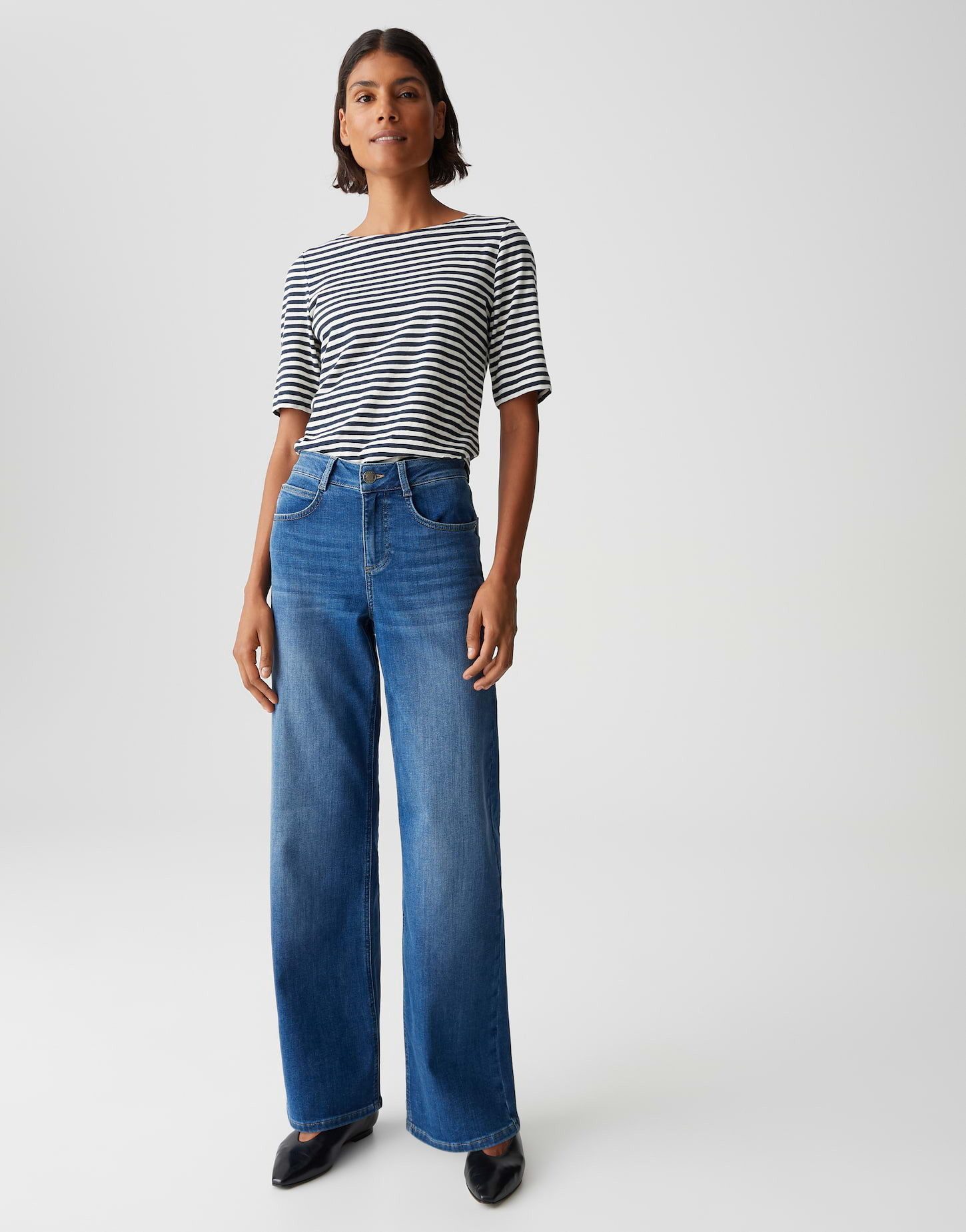 OPUS Weite Jeans MAJUMI aus BCI Cotton Mix Mid Rise Wide Leg, Long, leichte günstig online kaufen