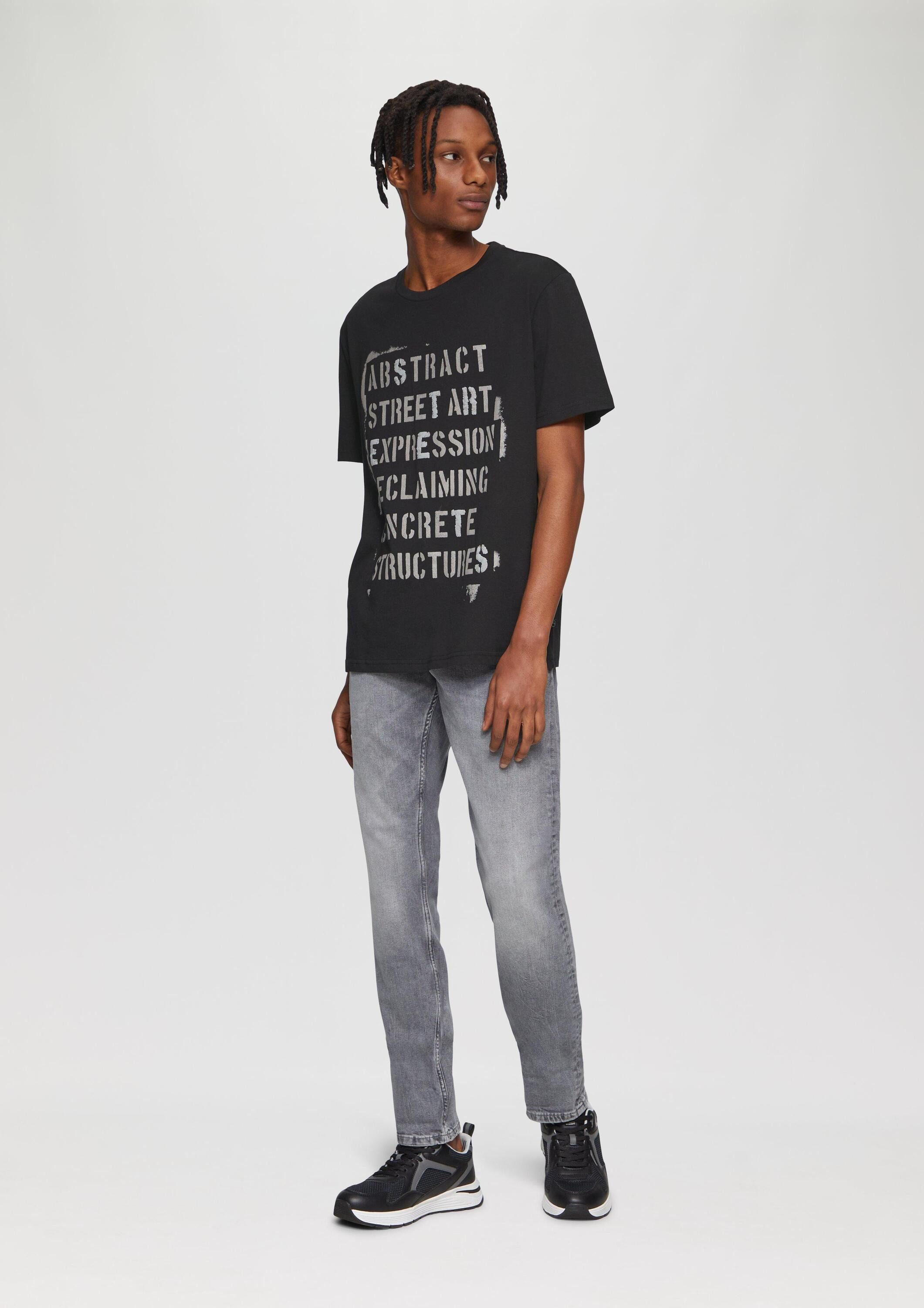 QS Kurzarmshirt T-Shirt T- Shirt mit Frontprint