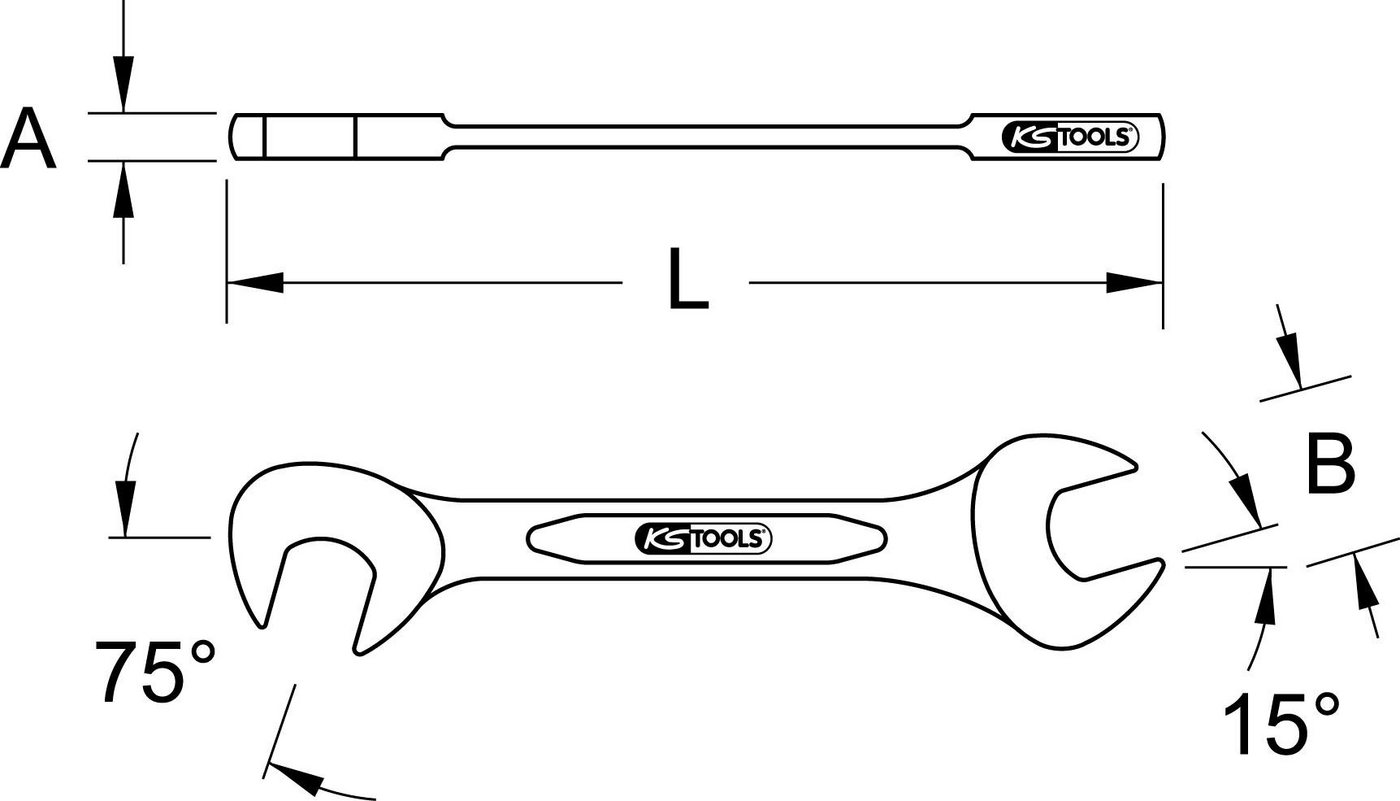 Thumbnail - KS Tools Maulschlüssel Doppelmaulschlüssel, 20°+ 80° 16mm L=140mm